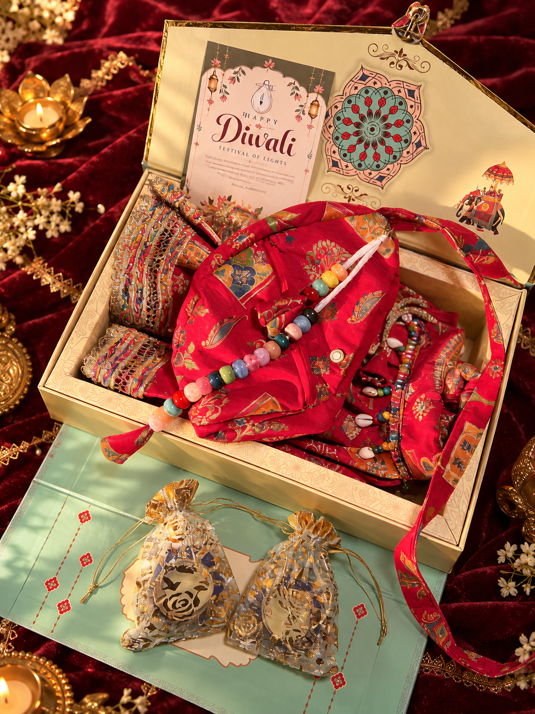 Position Print Japabag & Matching Tulsi Vastra Gift Set