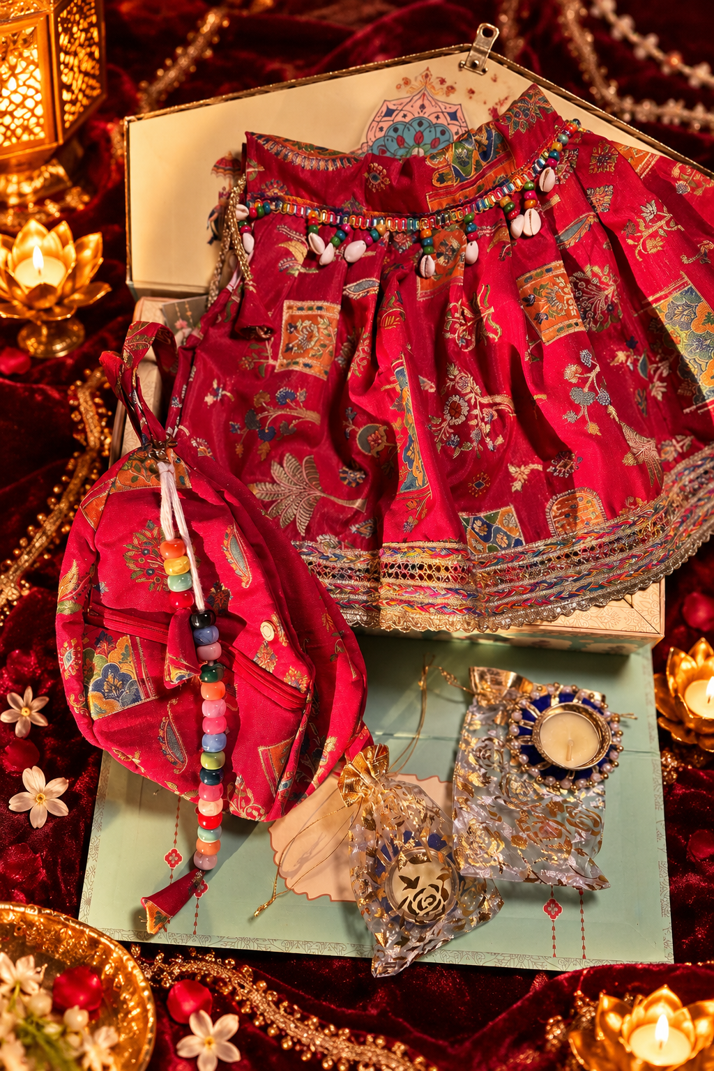 Position Print Japabag & Matching Tulsi Vastra Gift Set