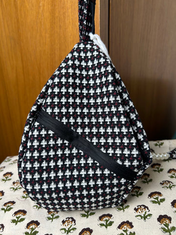 Black Crimson Woven Jacquard Japa Bag