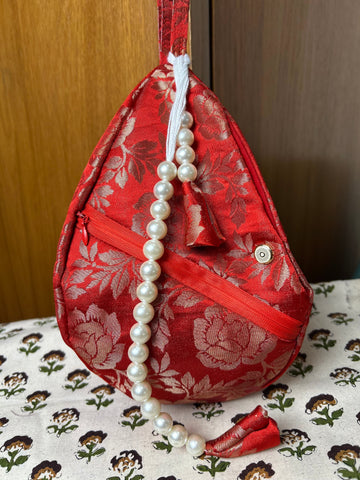 Red Rose Silk Japa Bag