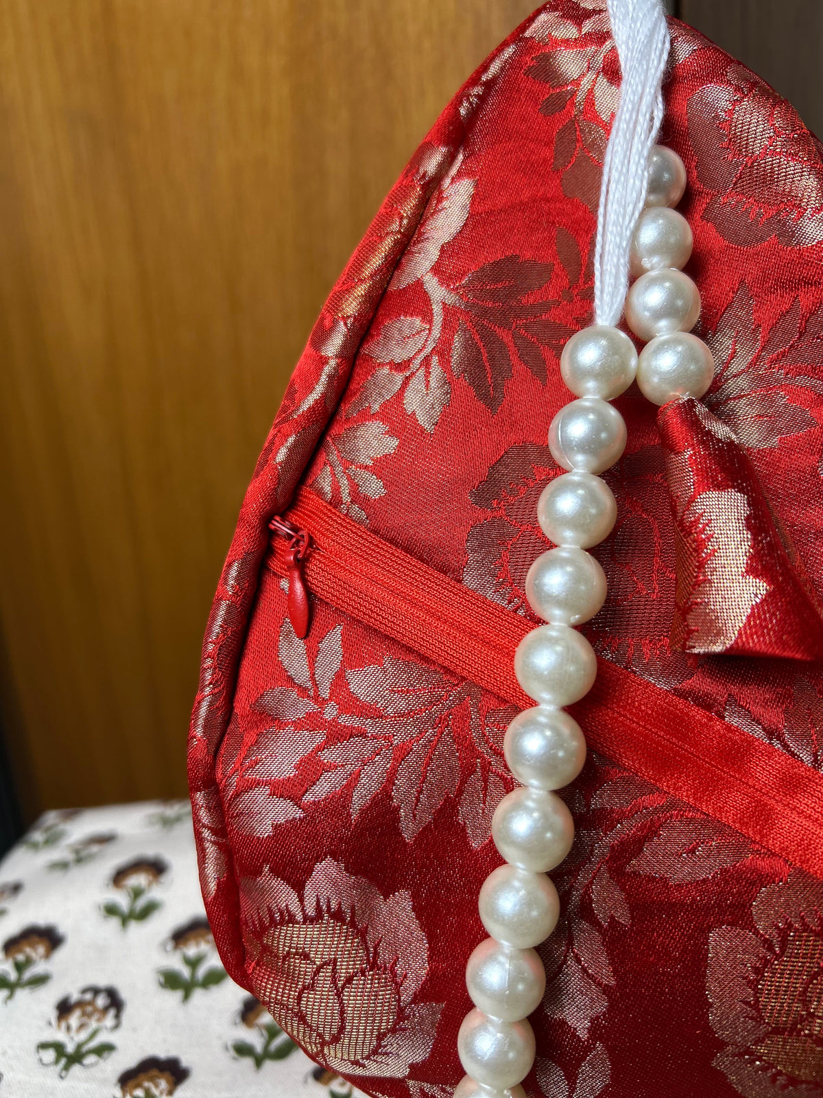 Red Rose Silk Japa Bag