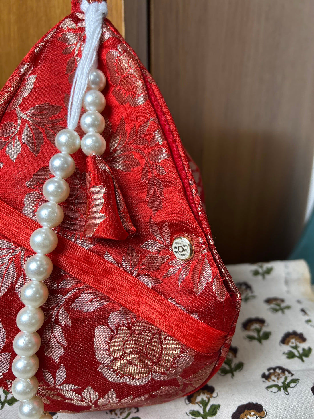 Red Rose Silk Japa Bag