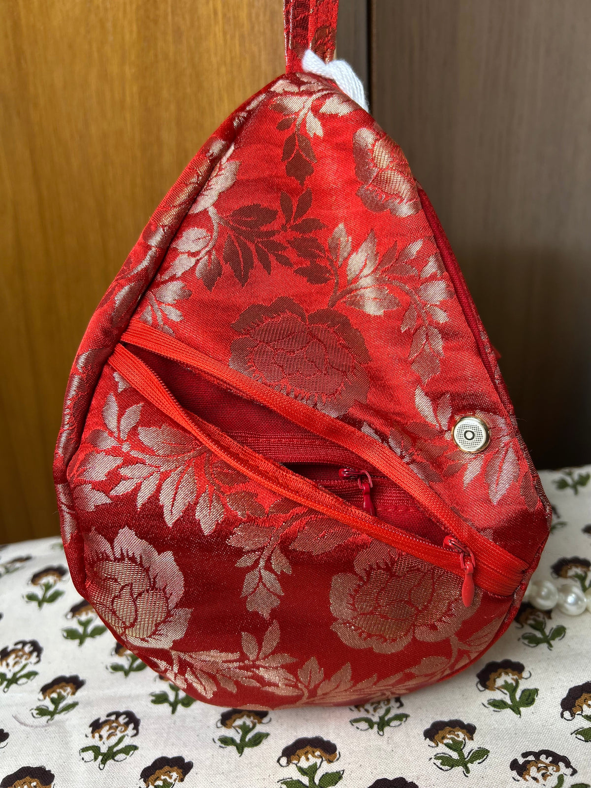 Red Rose Silk Japa Bag