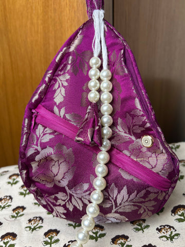 Purple Rose Silk Japa Bag