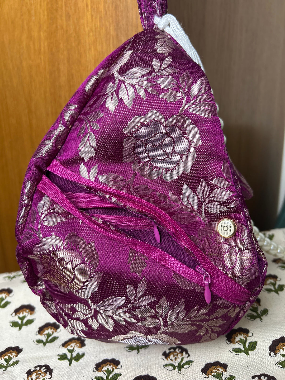 Purple Rose Silk Japa Bag
