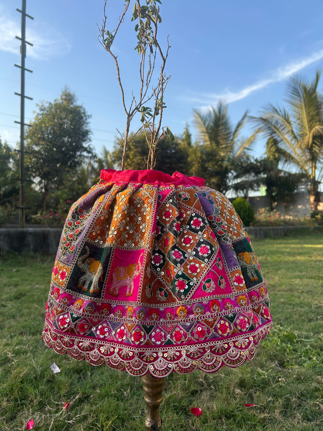Pink Embroidered Tulsi Vastra