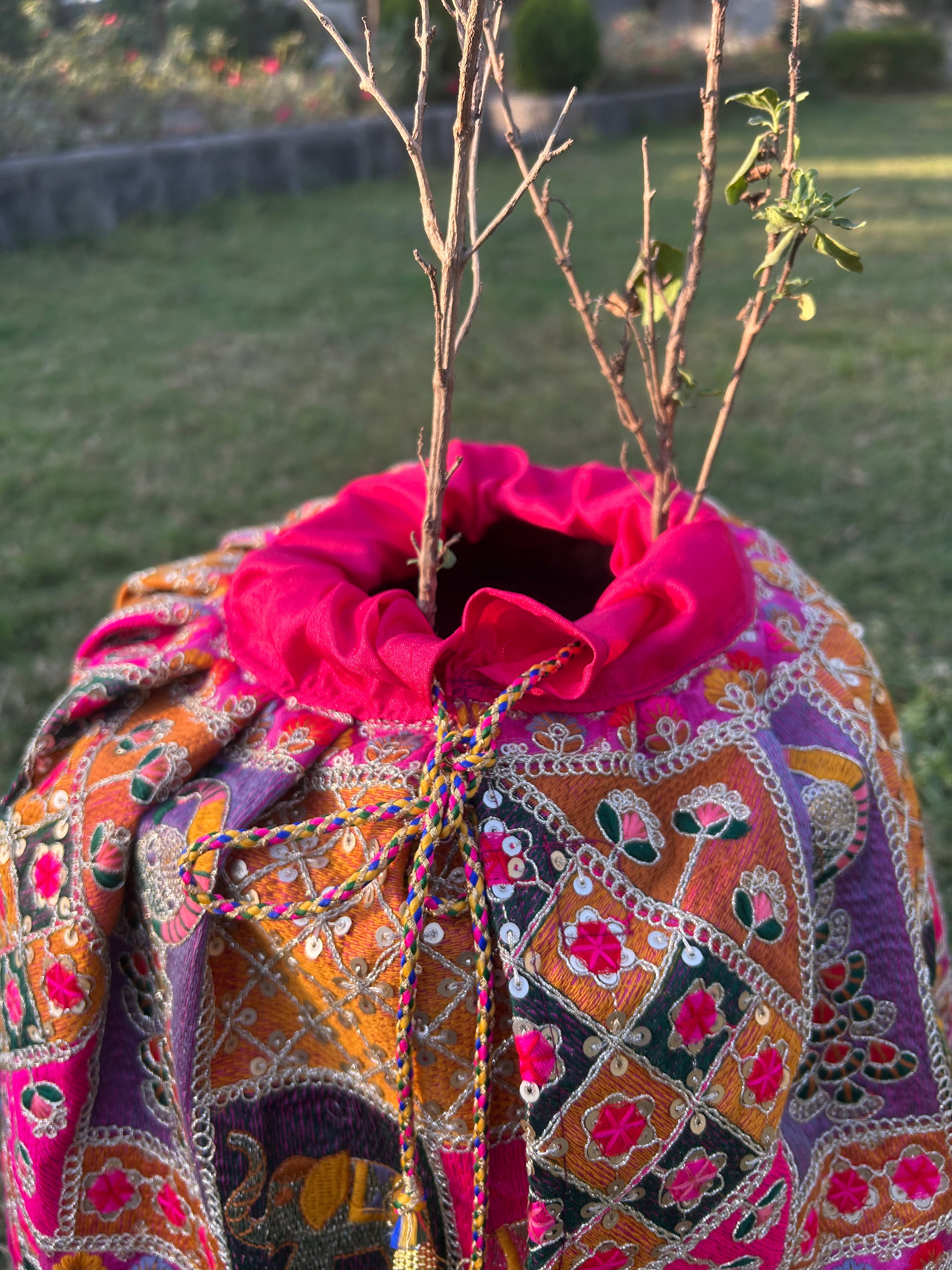 Pink Embroidered Tulsi Vastra