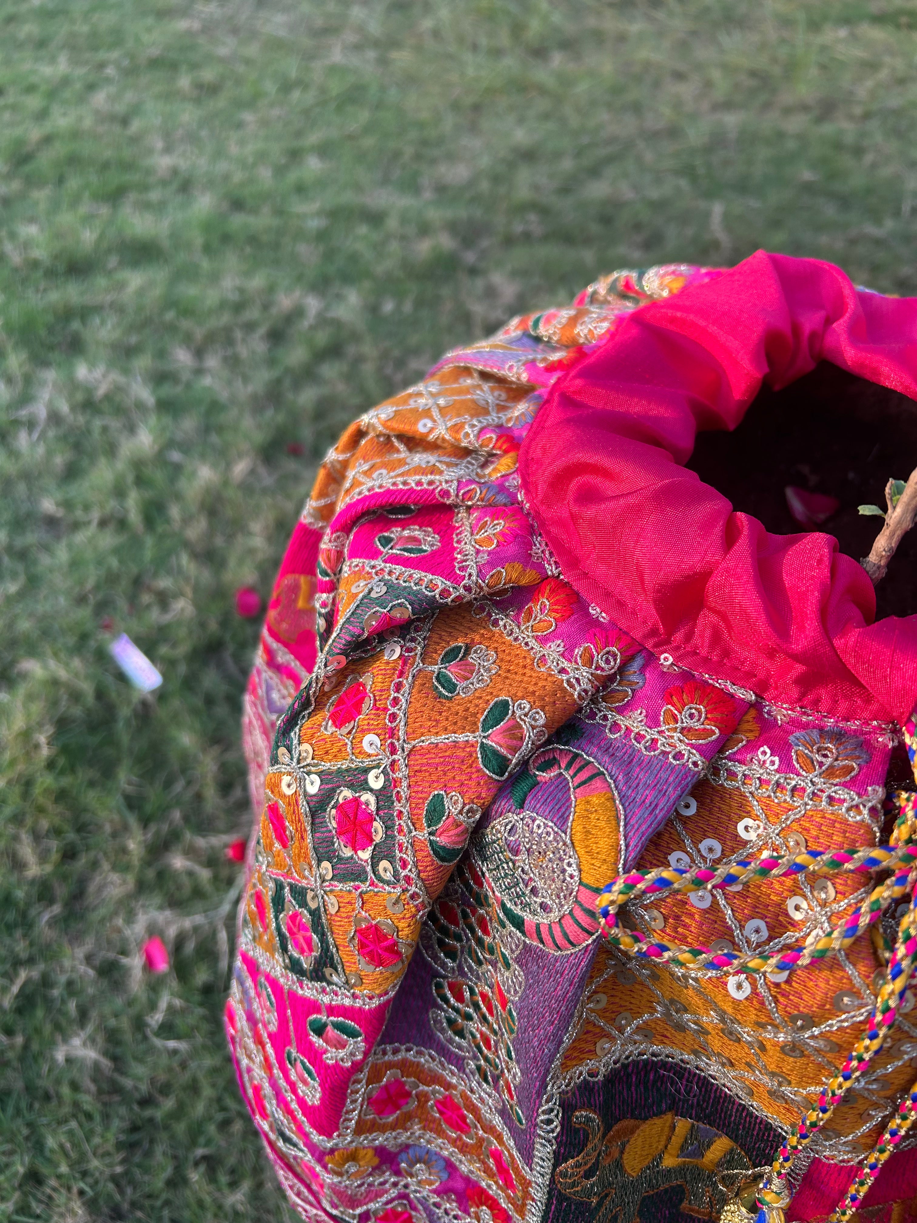 Pink Embroidered Tulsi Vastra