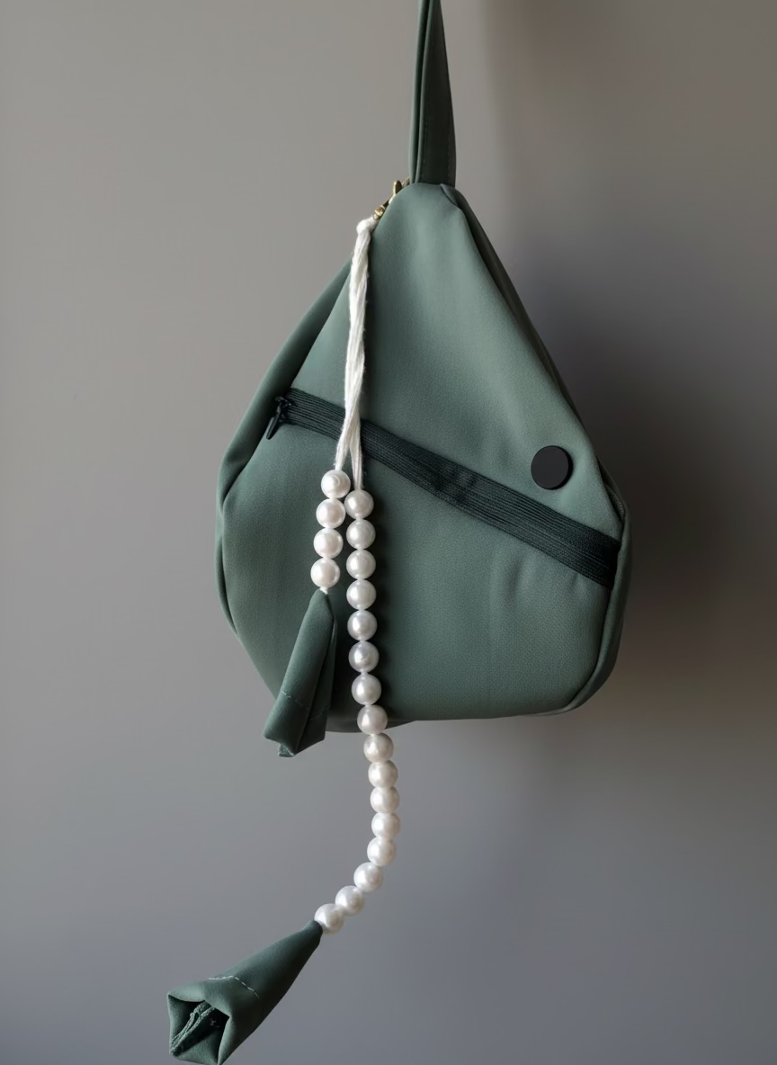 Cyan Korean Soft Quility Fabric Japa Bag