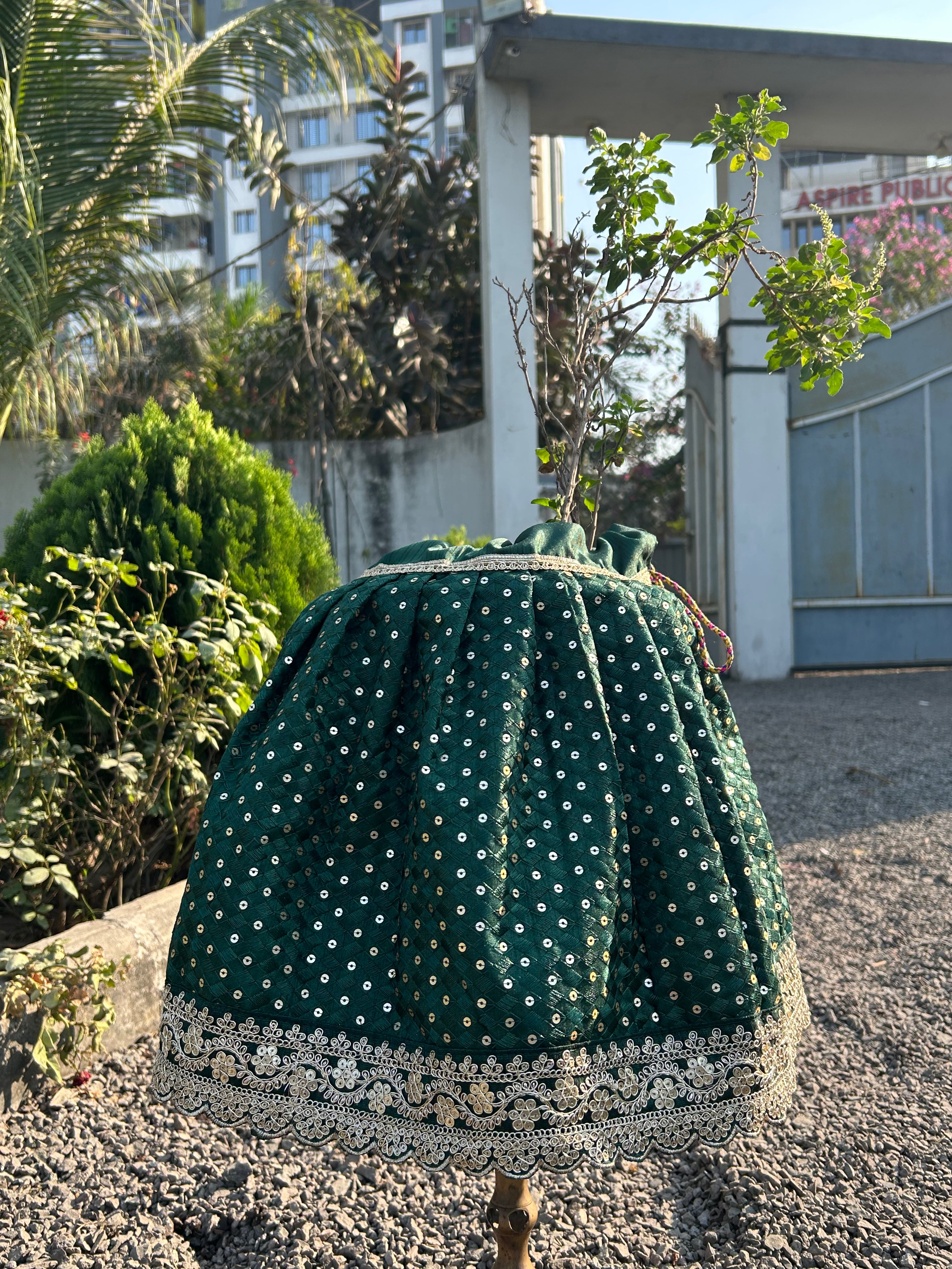 Green Embroidered Tulsi Vastra