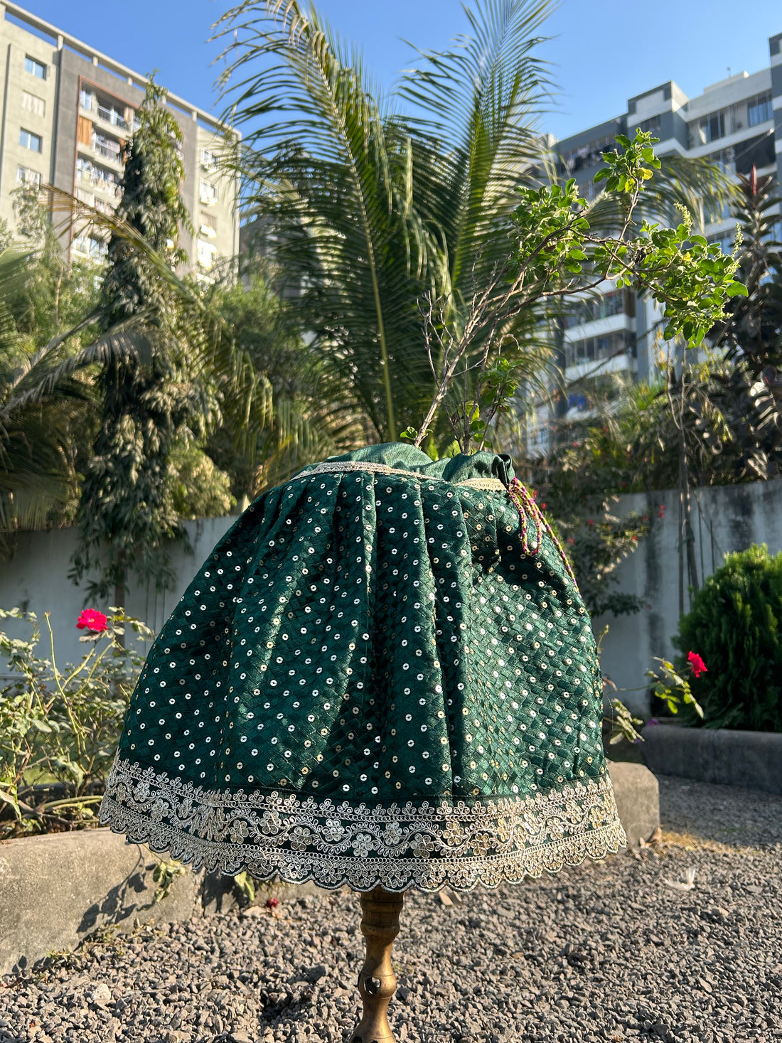Green Embroidered Tulsi Vastra