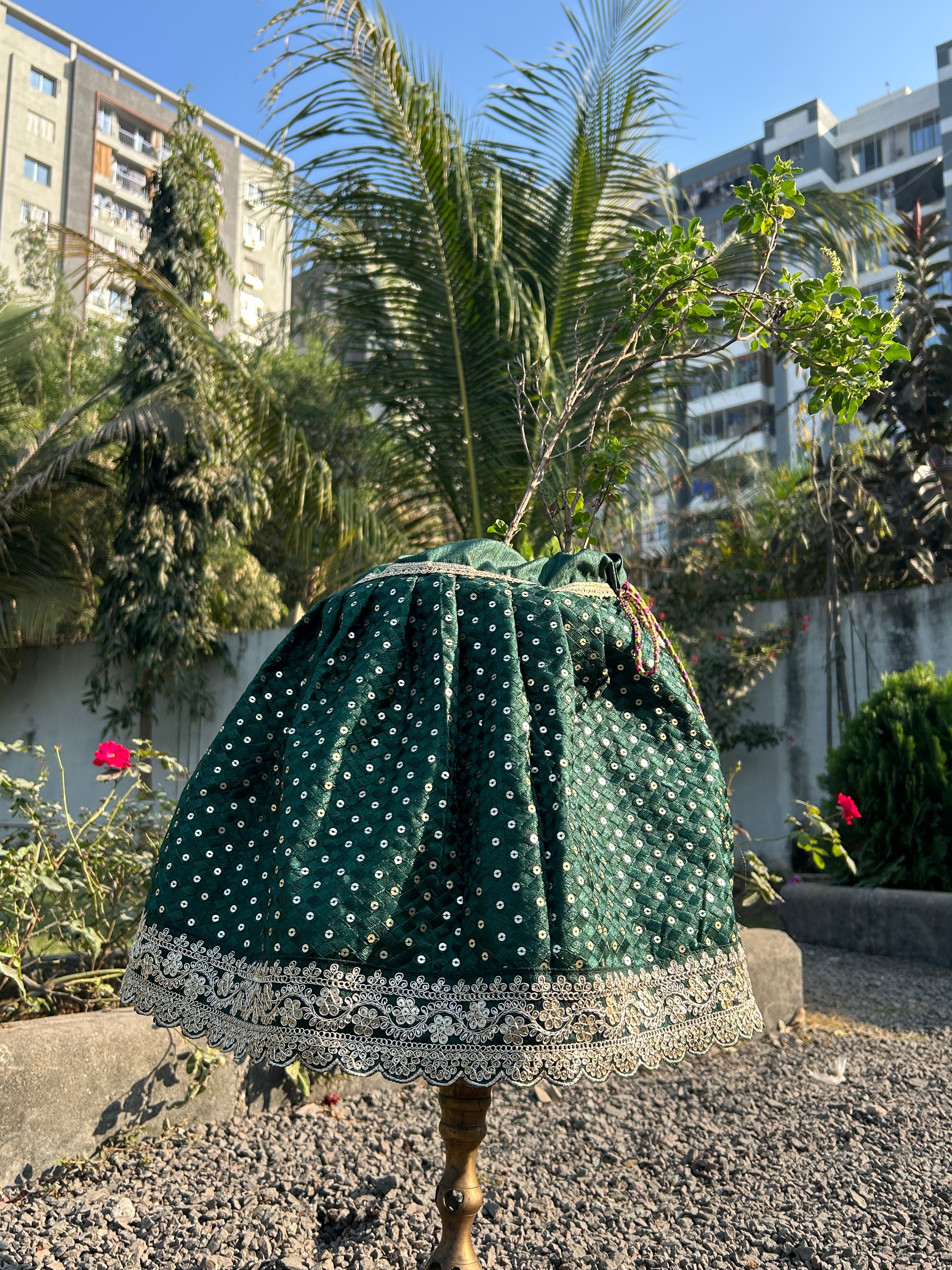 Green Embroidered Tulsi Vastra