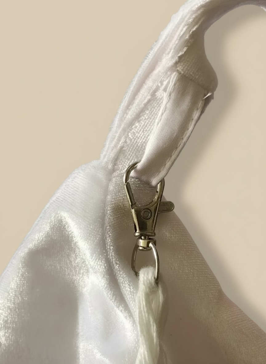 Pink beaded Lotus Velvet Japa Bag