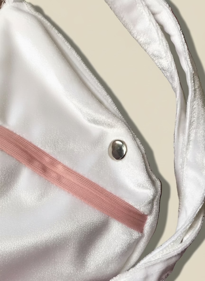 Pink beaded Lotus Velvet Japa Bag