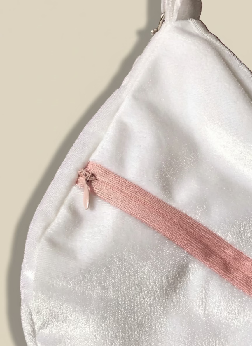 Pink beaded Lotus Velvet Japa Bag