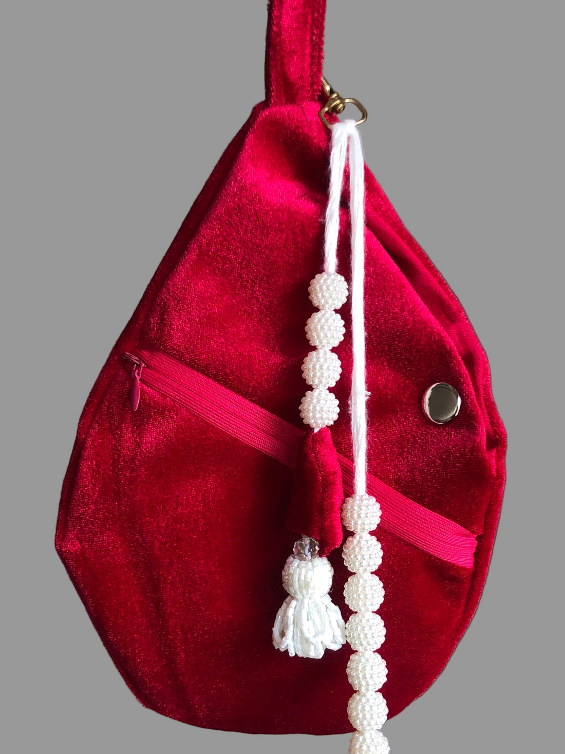 Peacock Embroidery Velvet Japa Bag