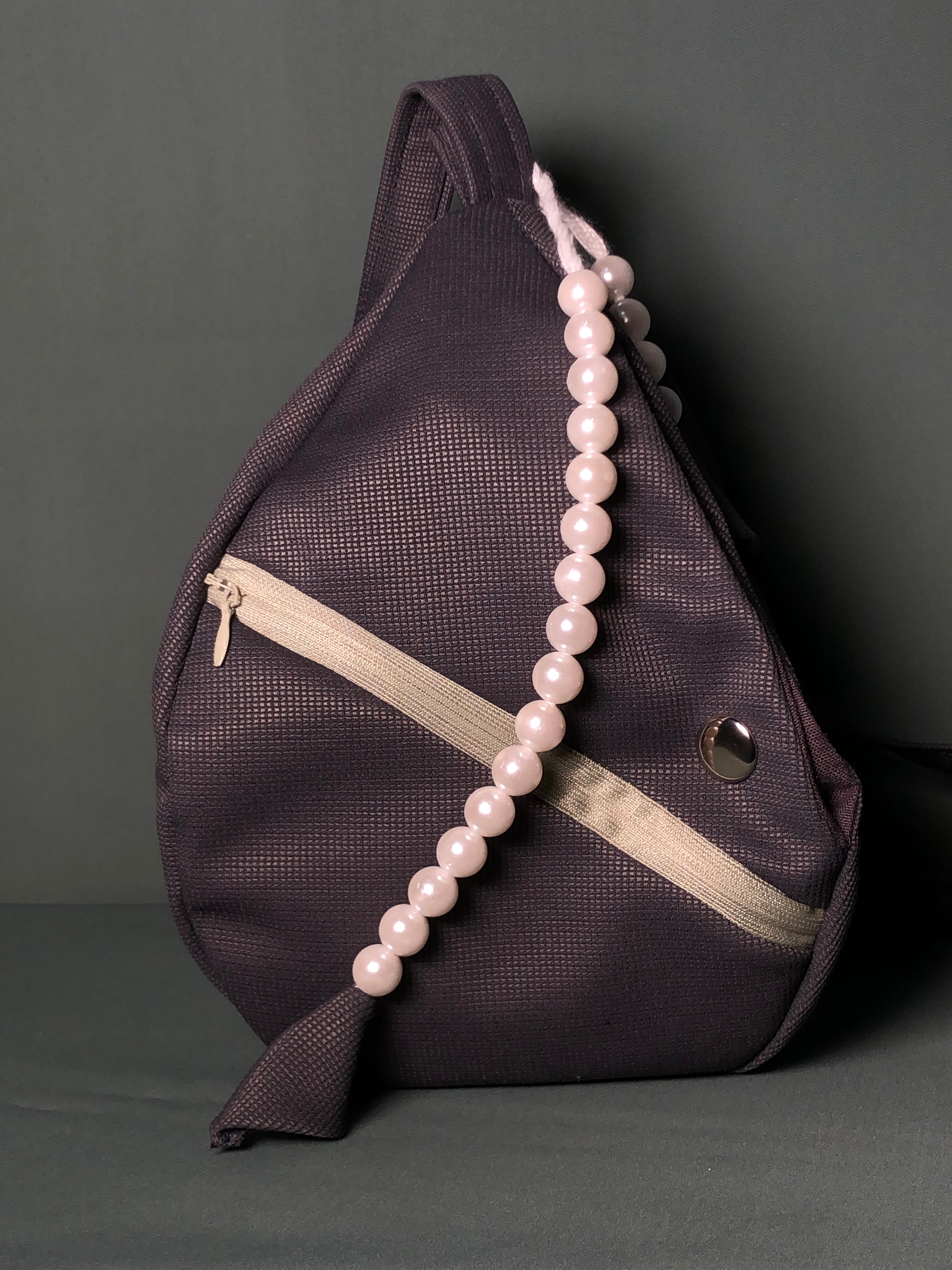 Dark Gray Jute Japa Bag