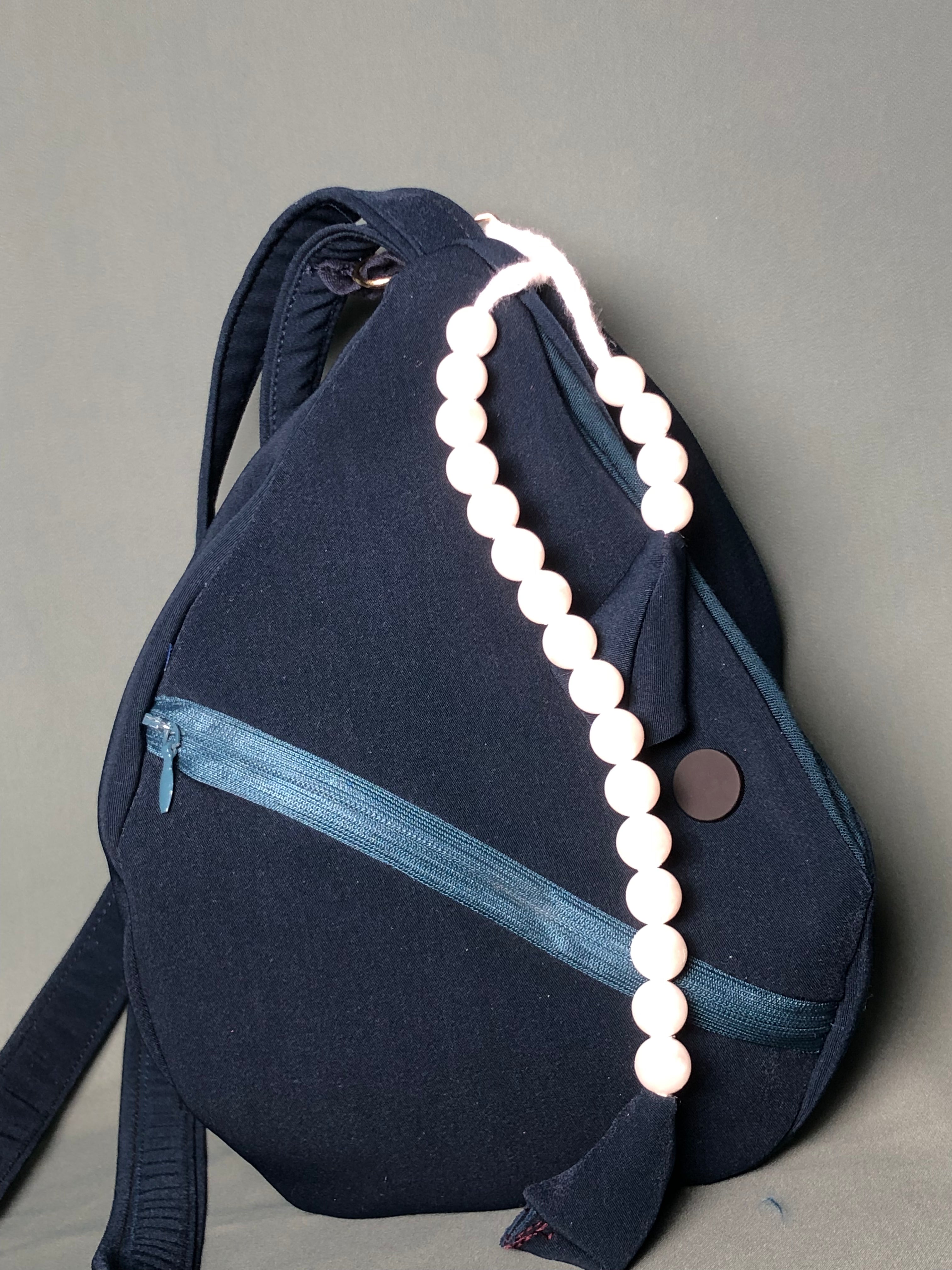 Dark Blue Korean Soft Quility Fabric Japa Bag