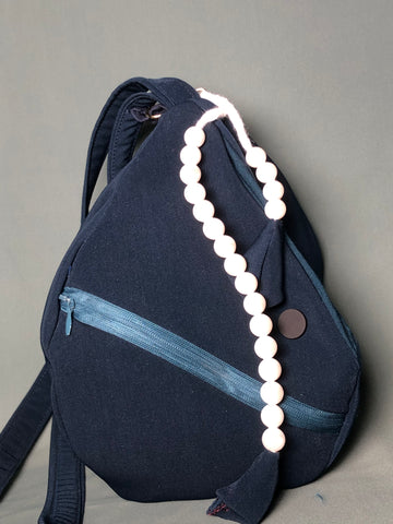 Dark Blue Korean Soft Quility Fabric Japa Bag