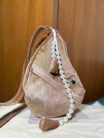 Golden Brown Velvet Japa Bag