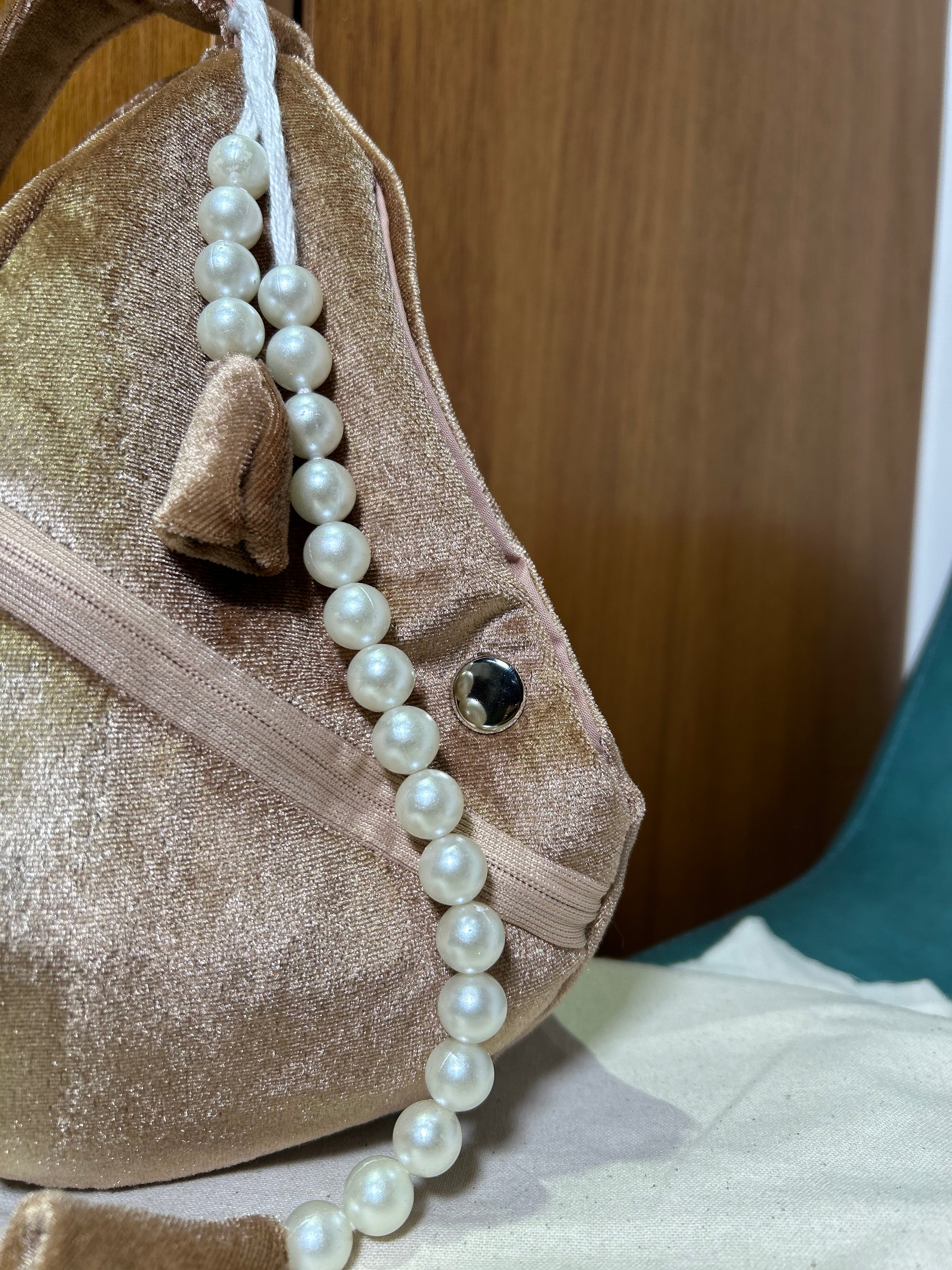 Golden Brown Velvet Japa Bag