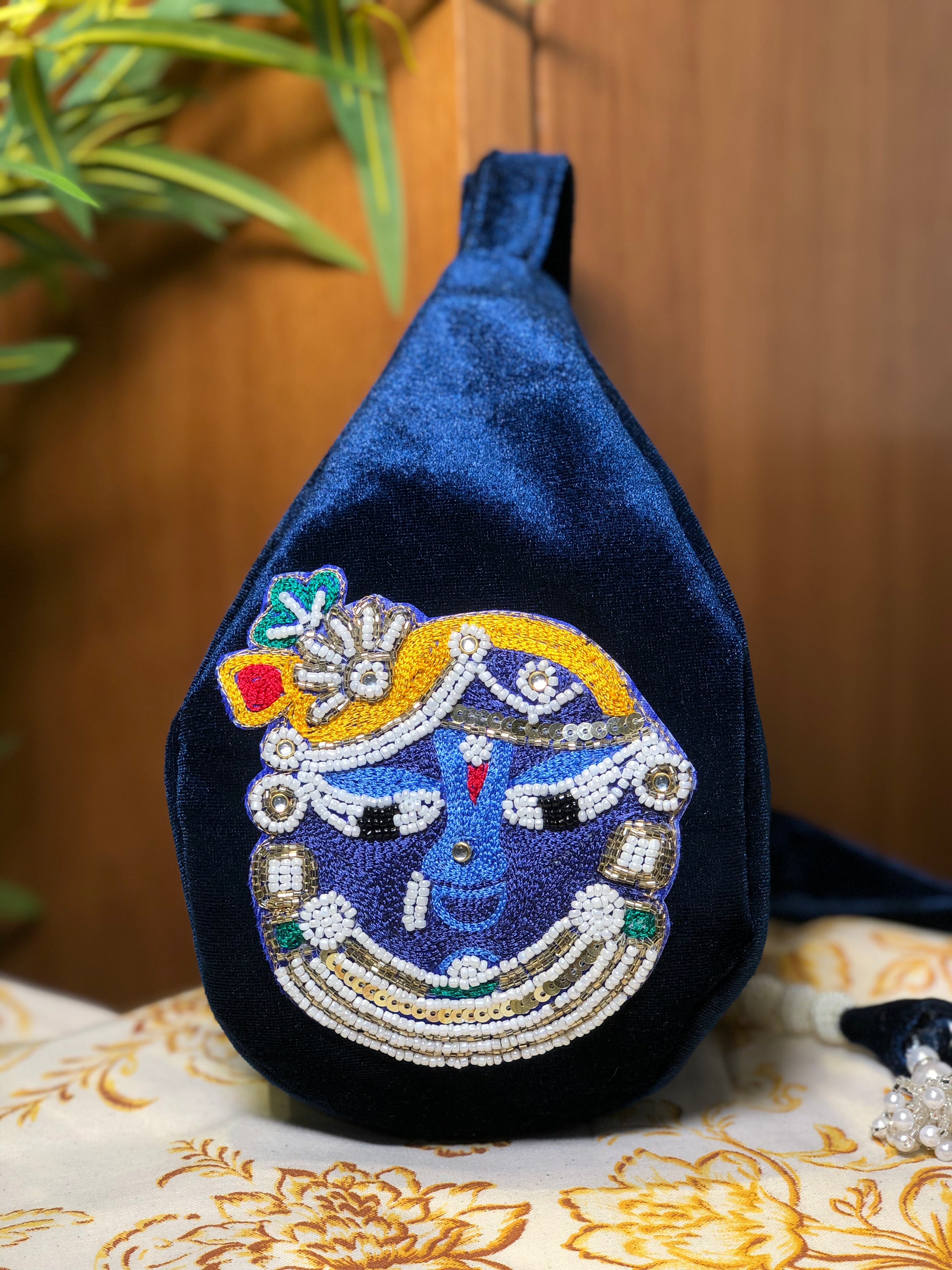 Shrinathji Embroidery Velvet Japa Bag