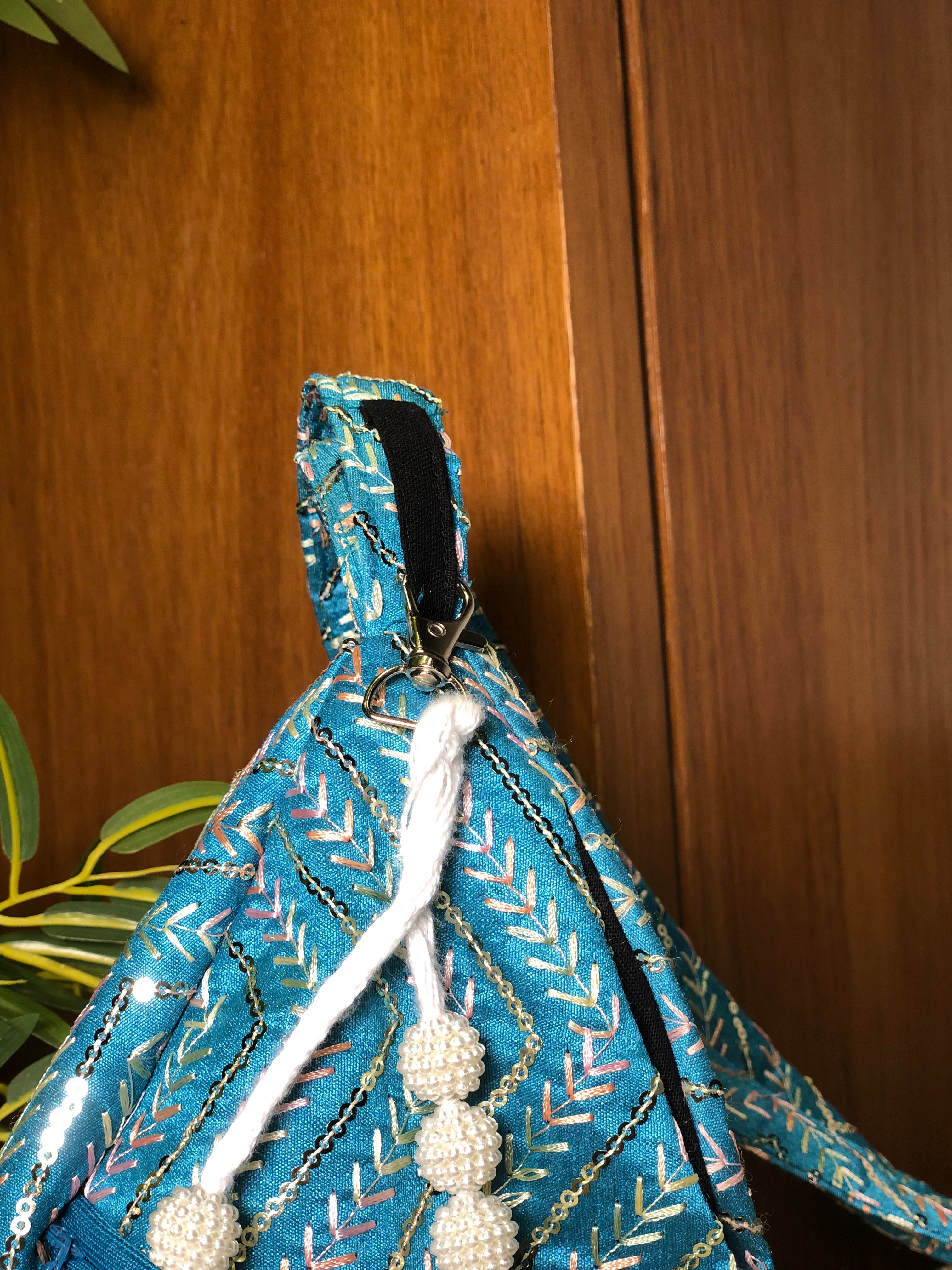 Celestial Blue Silk Japa Bag