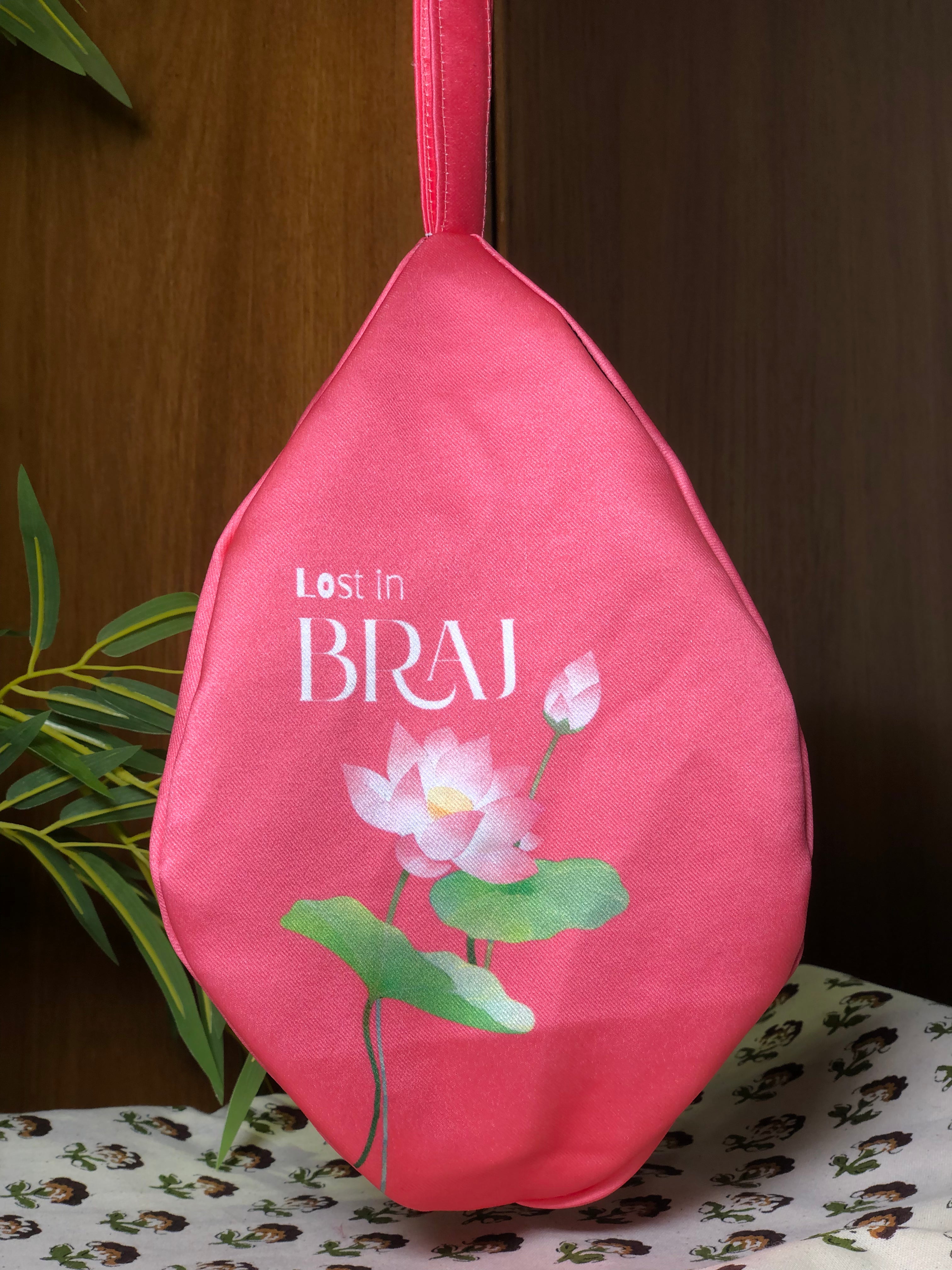 Blush Pink Lost in Braj Printed Japa Bag