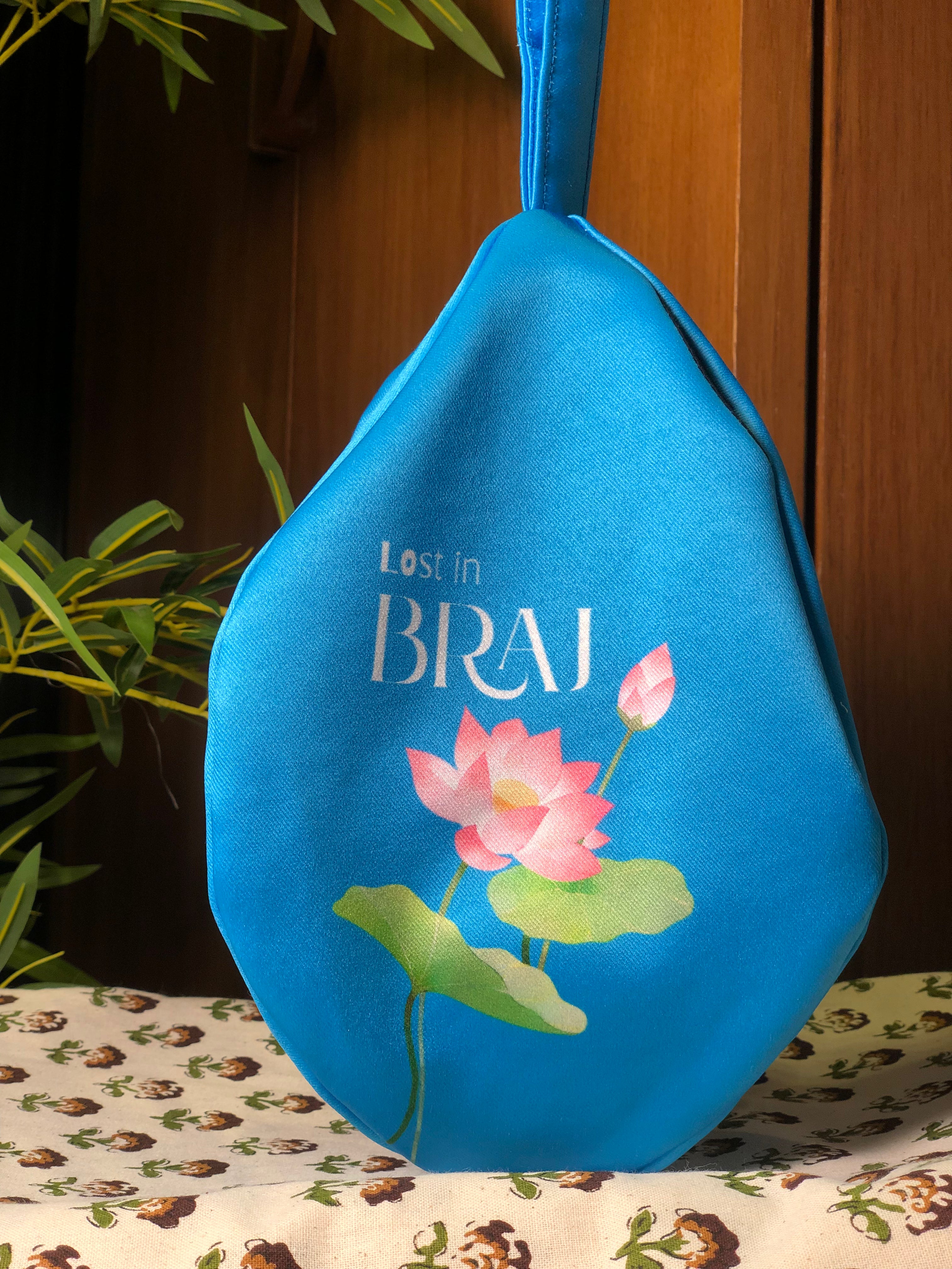 Blue Lost in Braj Printed Japa Bag