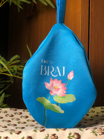 Blue Lost in Braj Printed Japa Bag