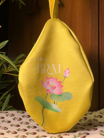 Yellow Lost in Braj Printed Japa Bag