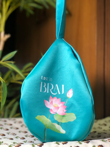 Cyan Lost in Braj Printed Japa Bag