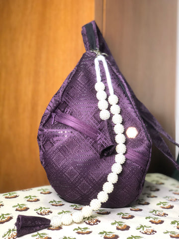 Purple Jacquard Luxury Japa Bag