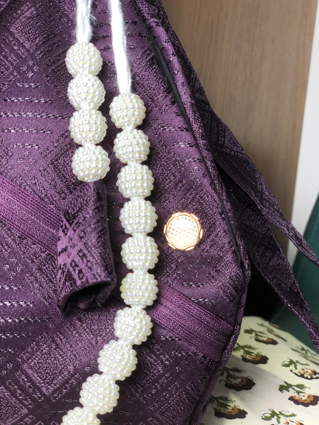 Purple Jacquard Luxury Japa Bag