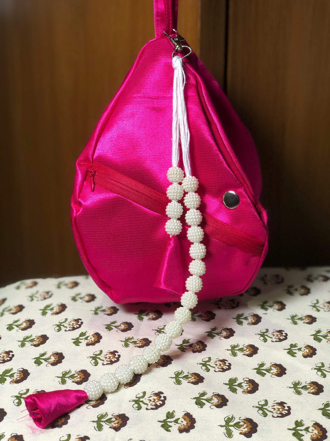 Pink Lotus Silk Japa Bag