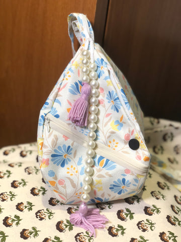 Blue Floral Print Japa Bag