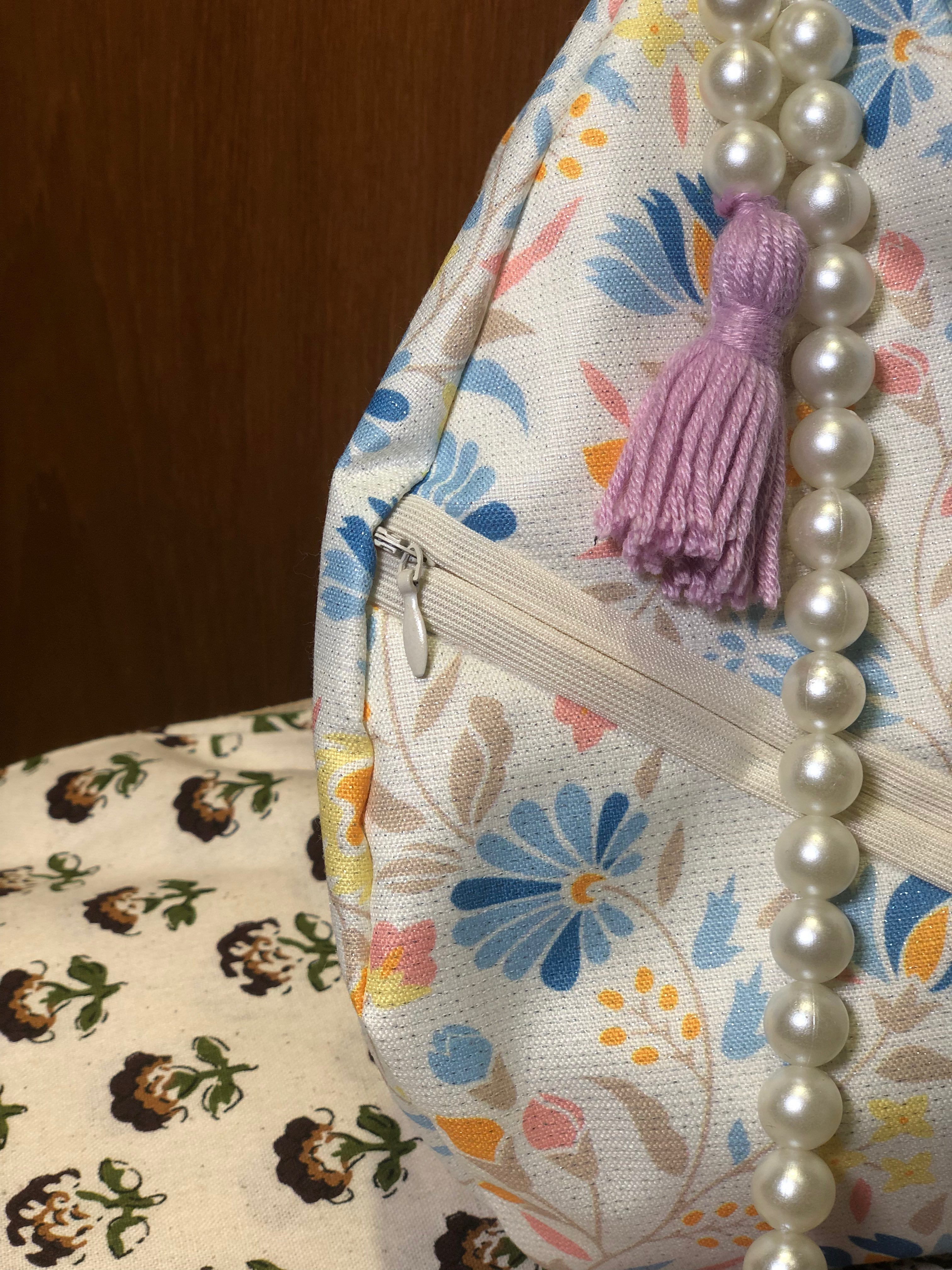 Blue Floral Print Japa Bag