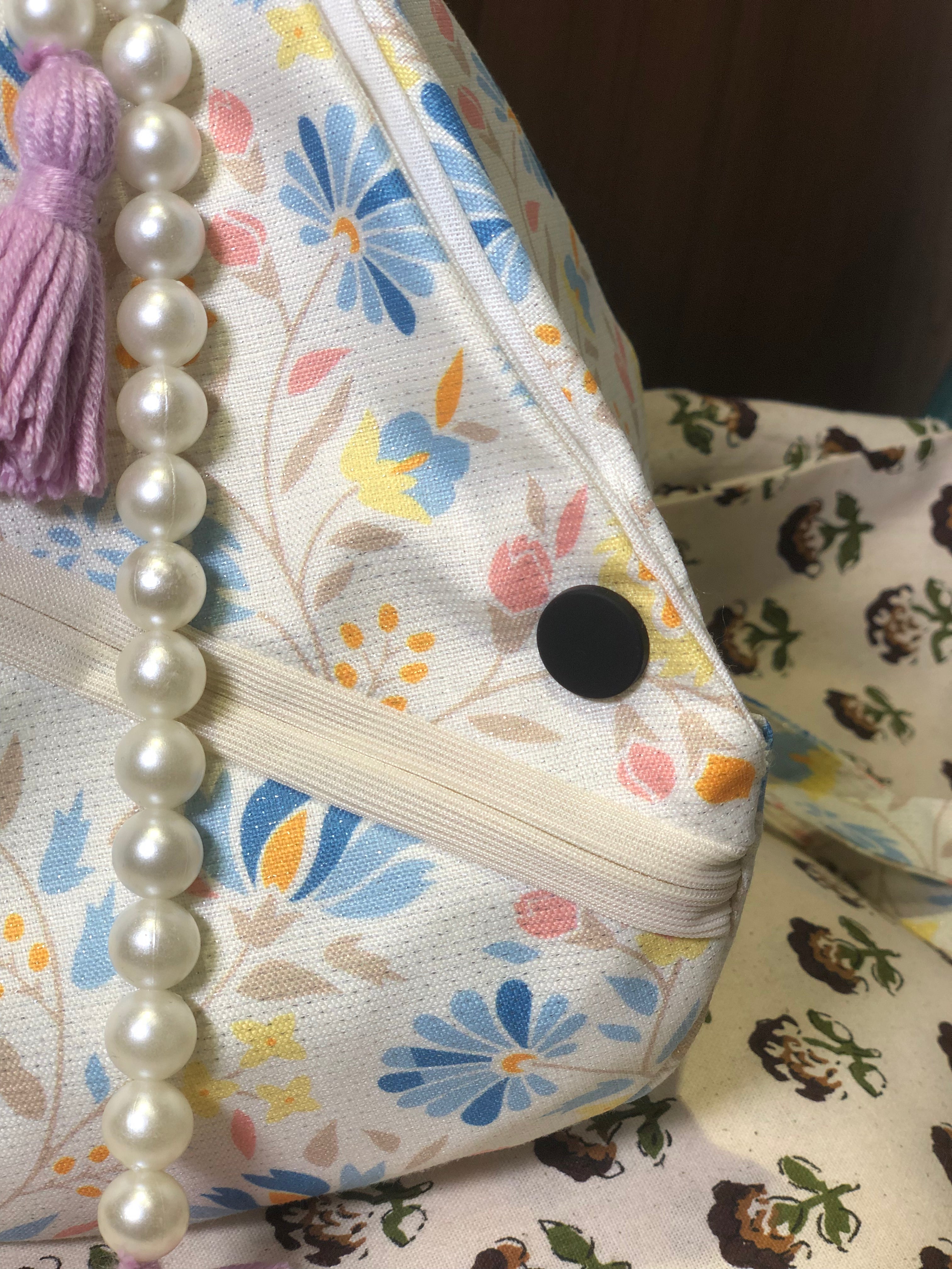 Blue Floral Print Japa Bag