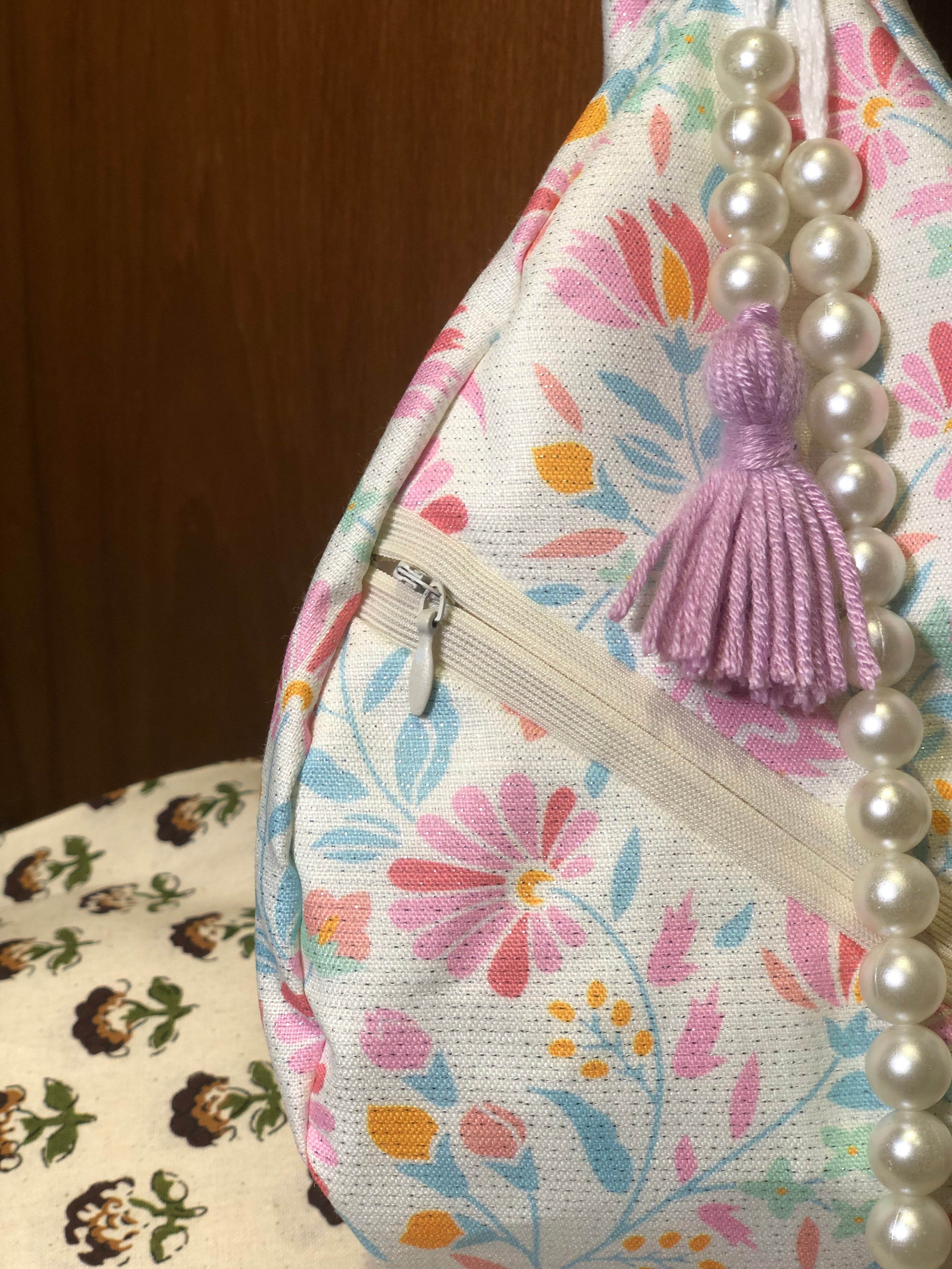 Pink Floral Print Japa Bag