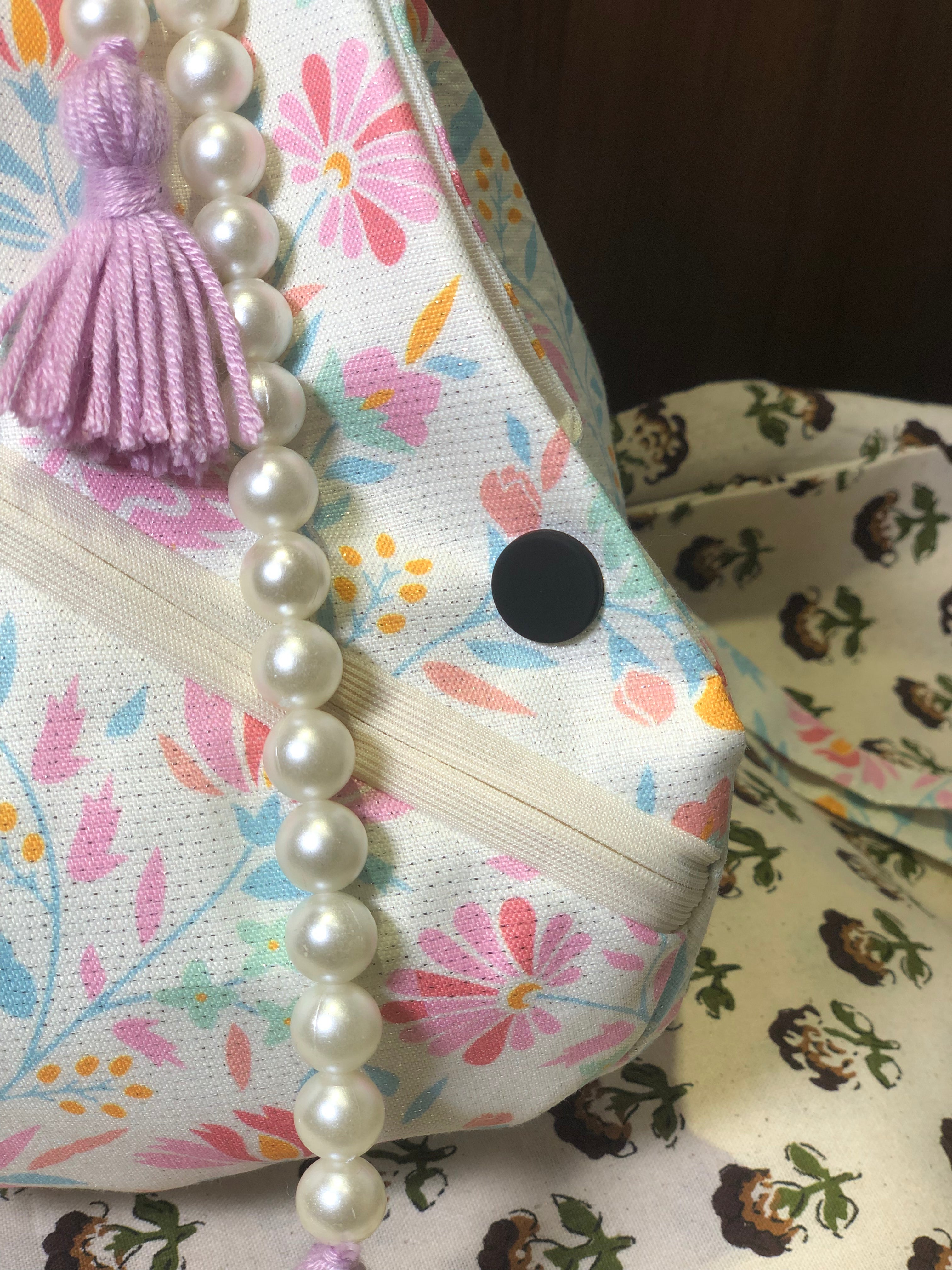 Pink Floral Print Japa Bag