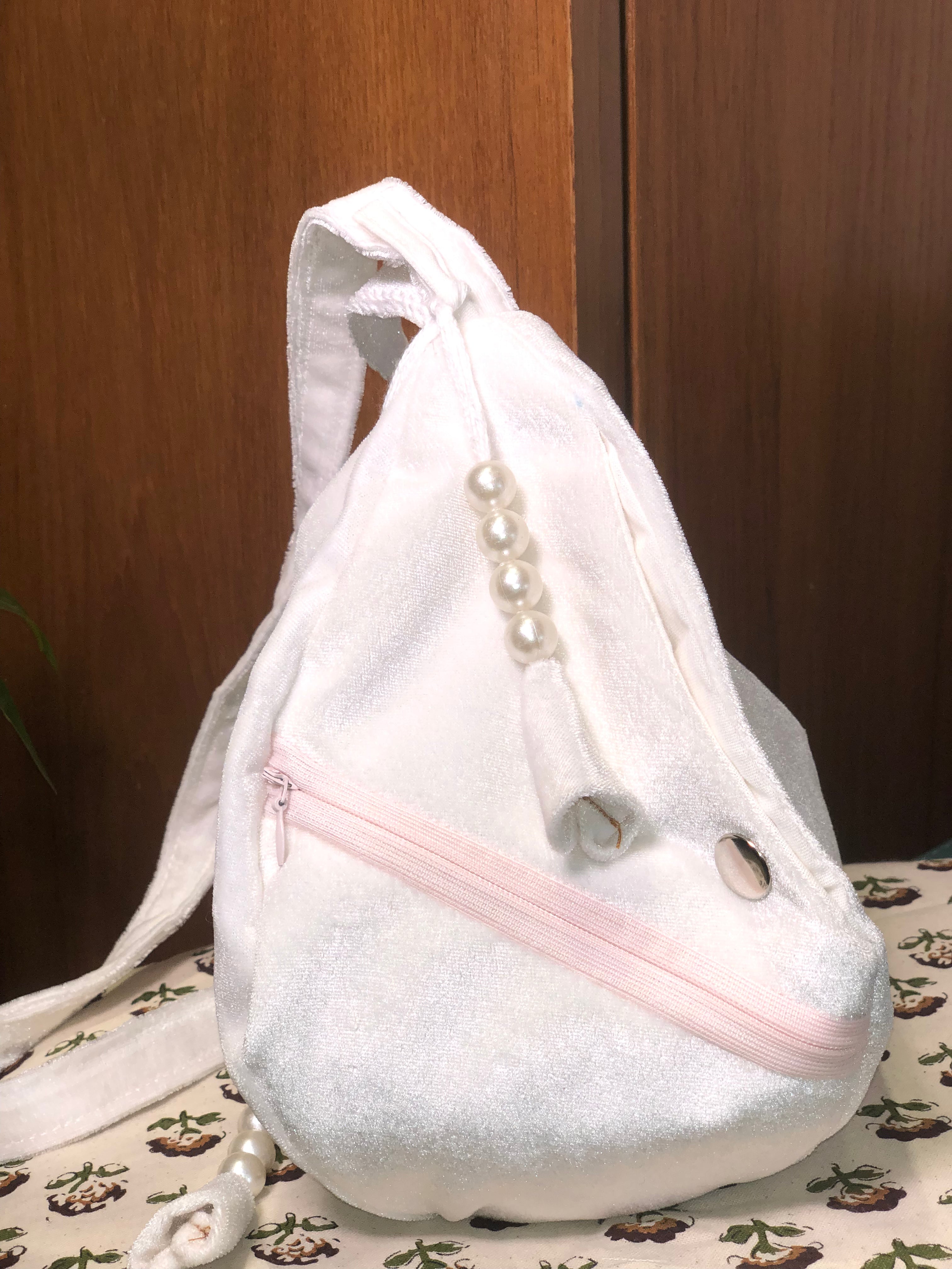 White Velvet Japa Bag