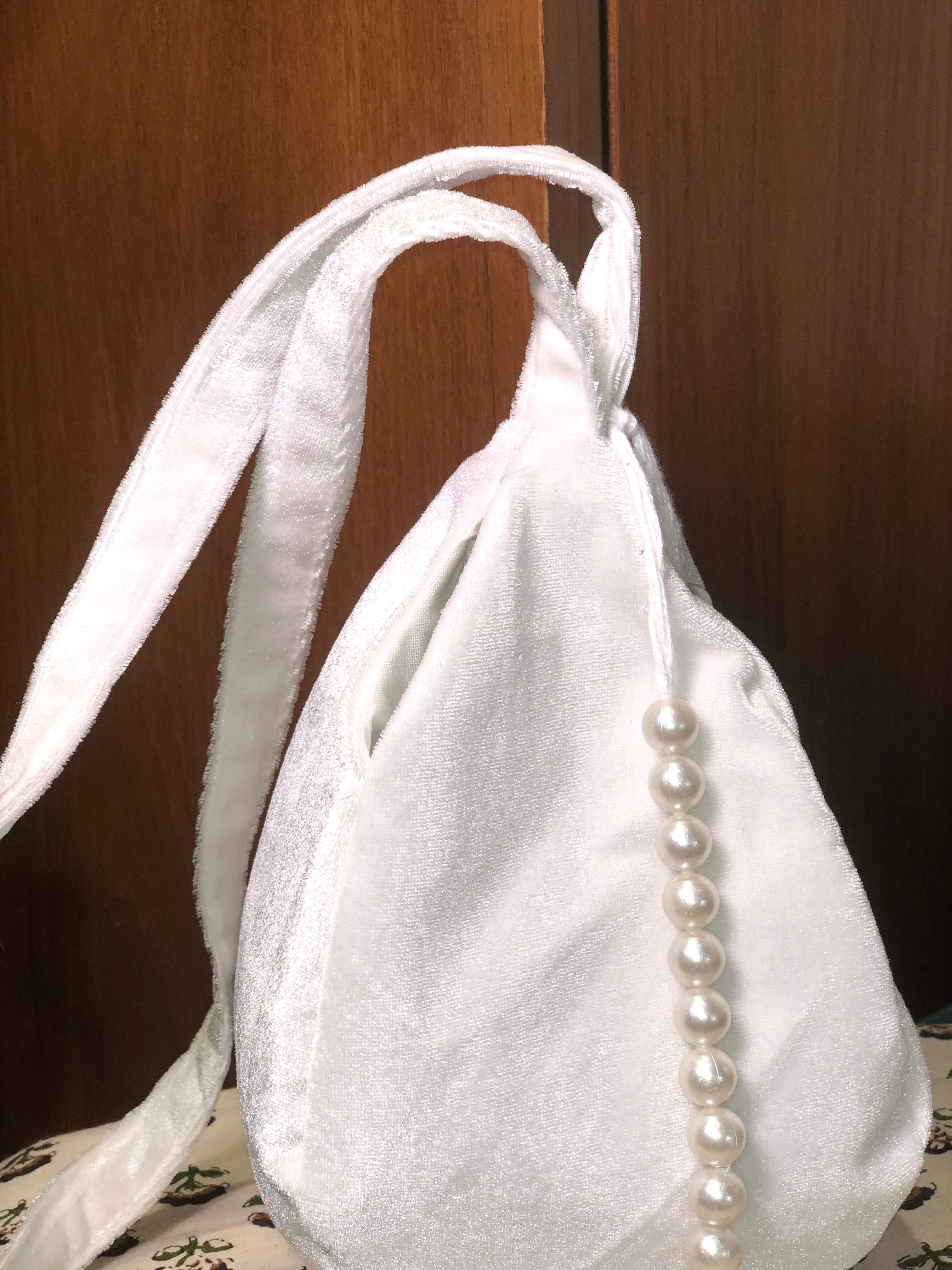 White Velvet Japa Bag