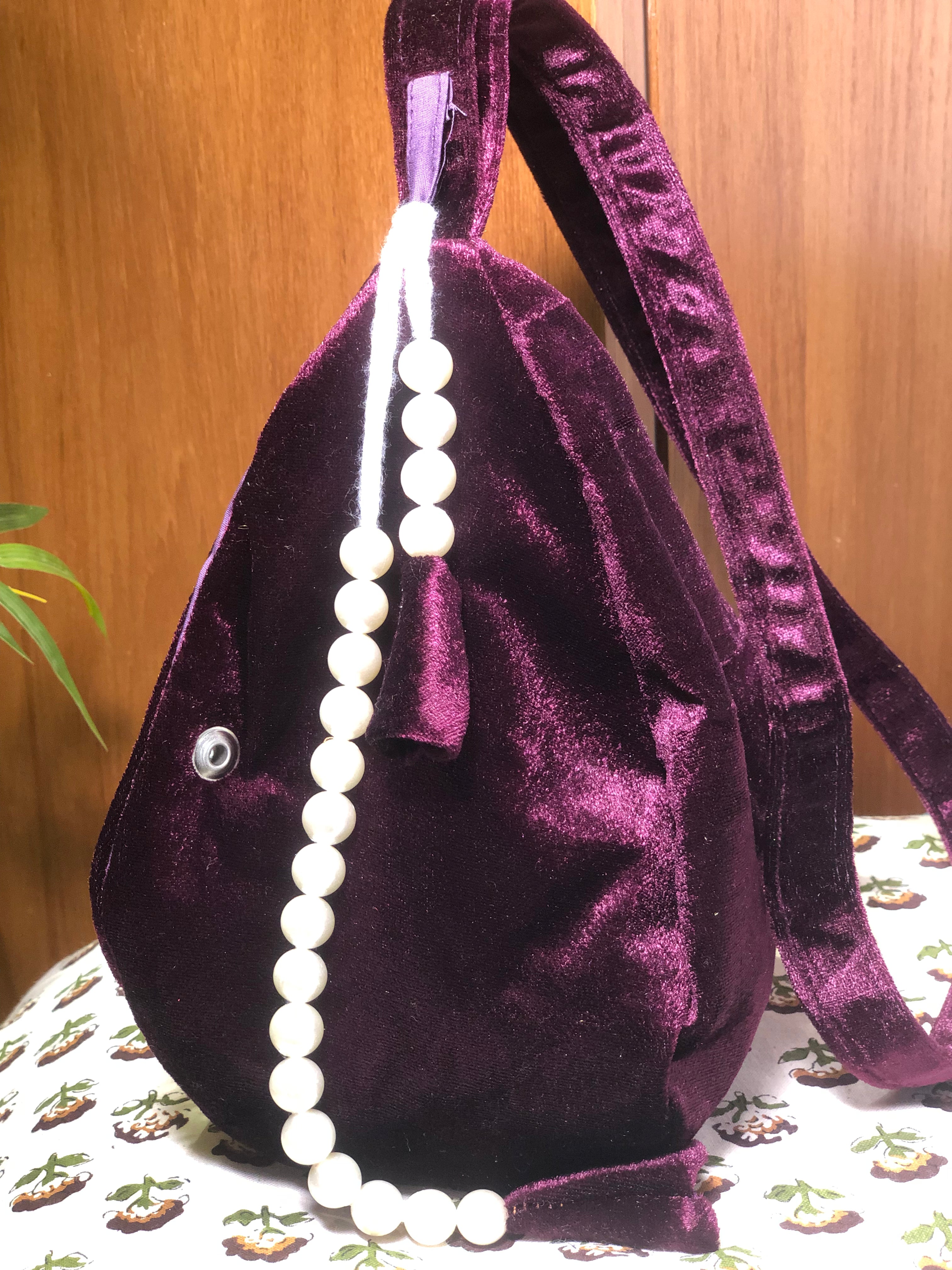 Regal Purple Velvet Japa Bag