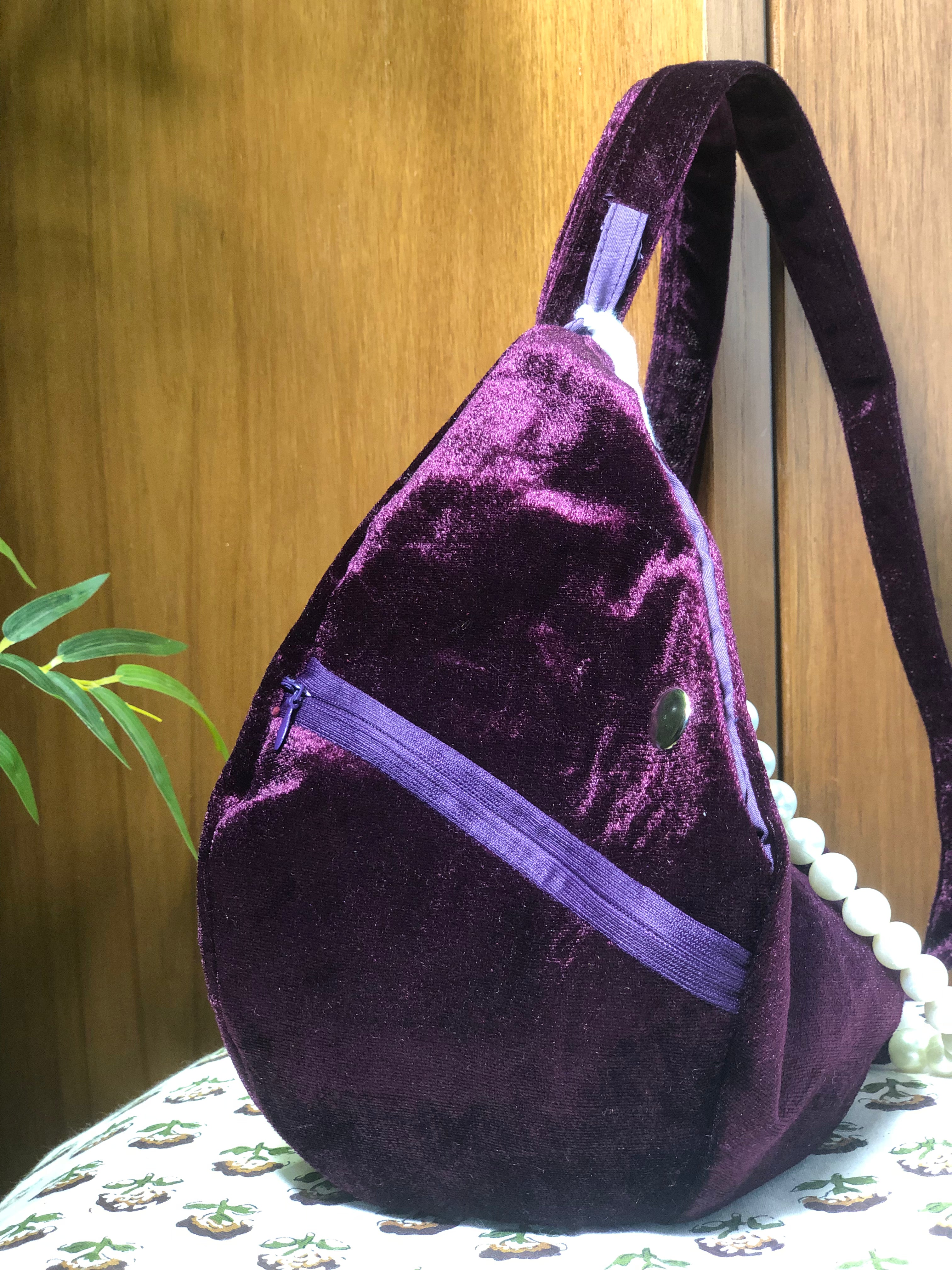 Regal Purple Velvet Japa Bag