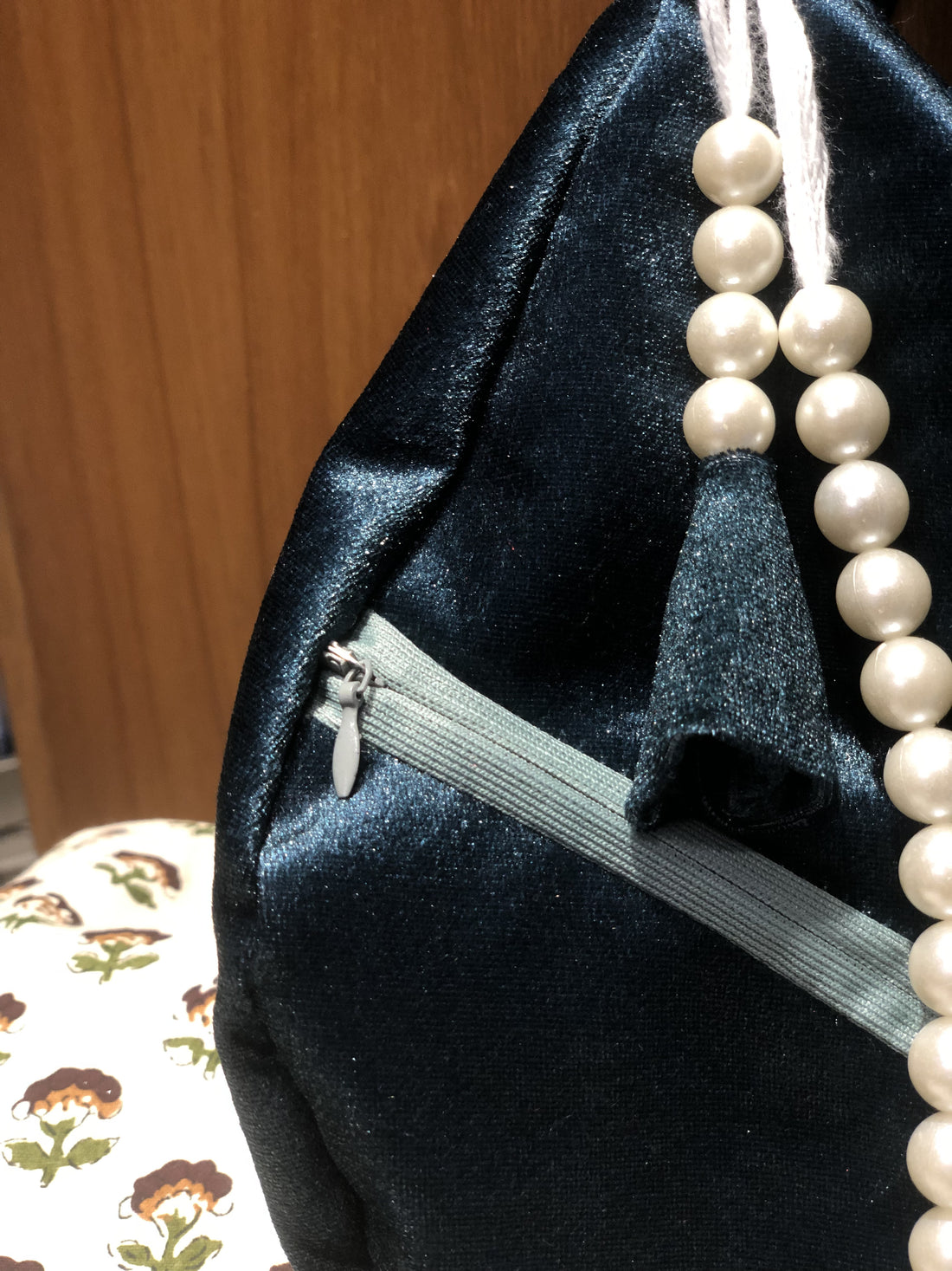 Midnight Blue Velvet Japa Bag