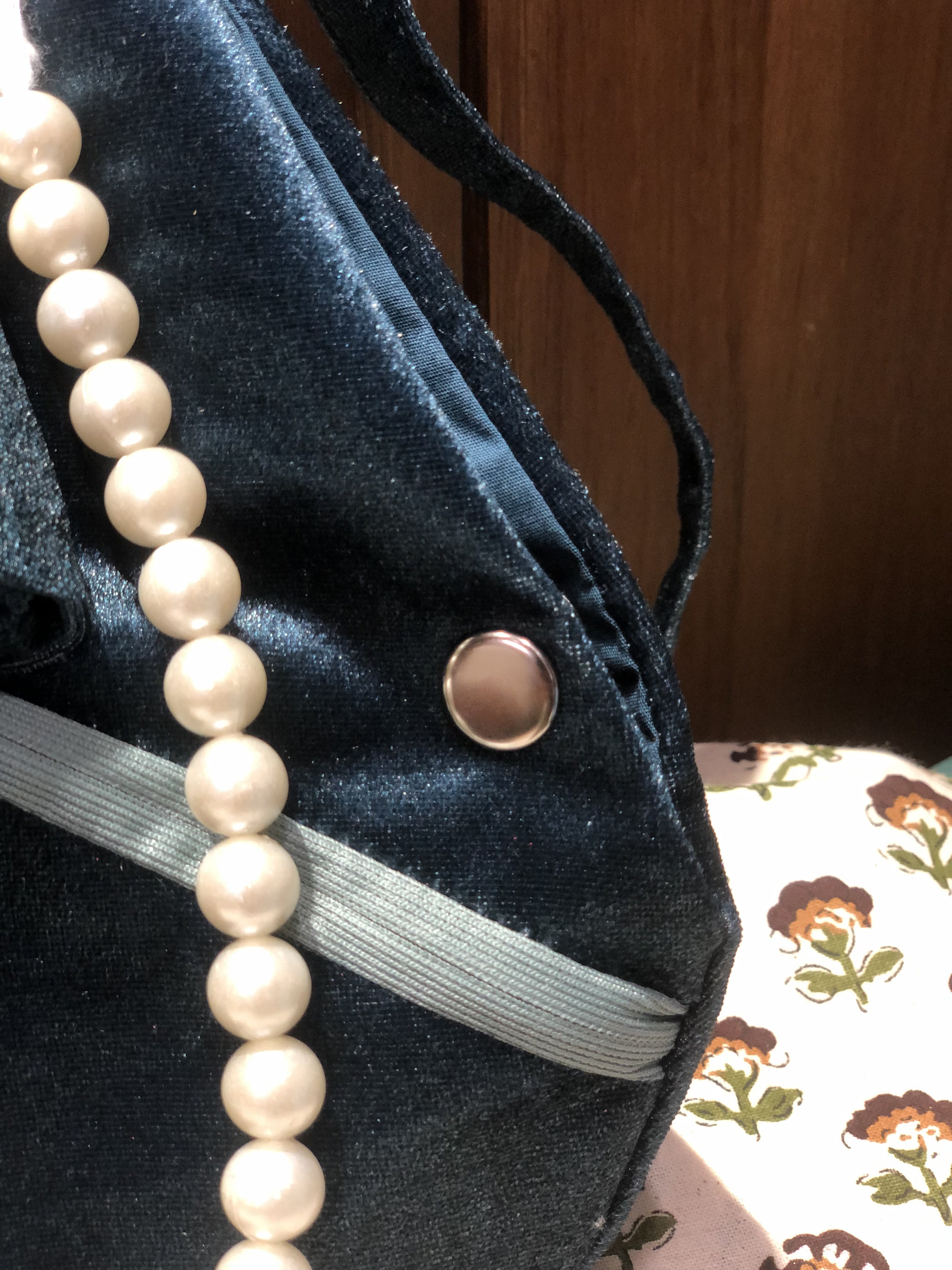 Midnight Blue Velvet Japa Bag