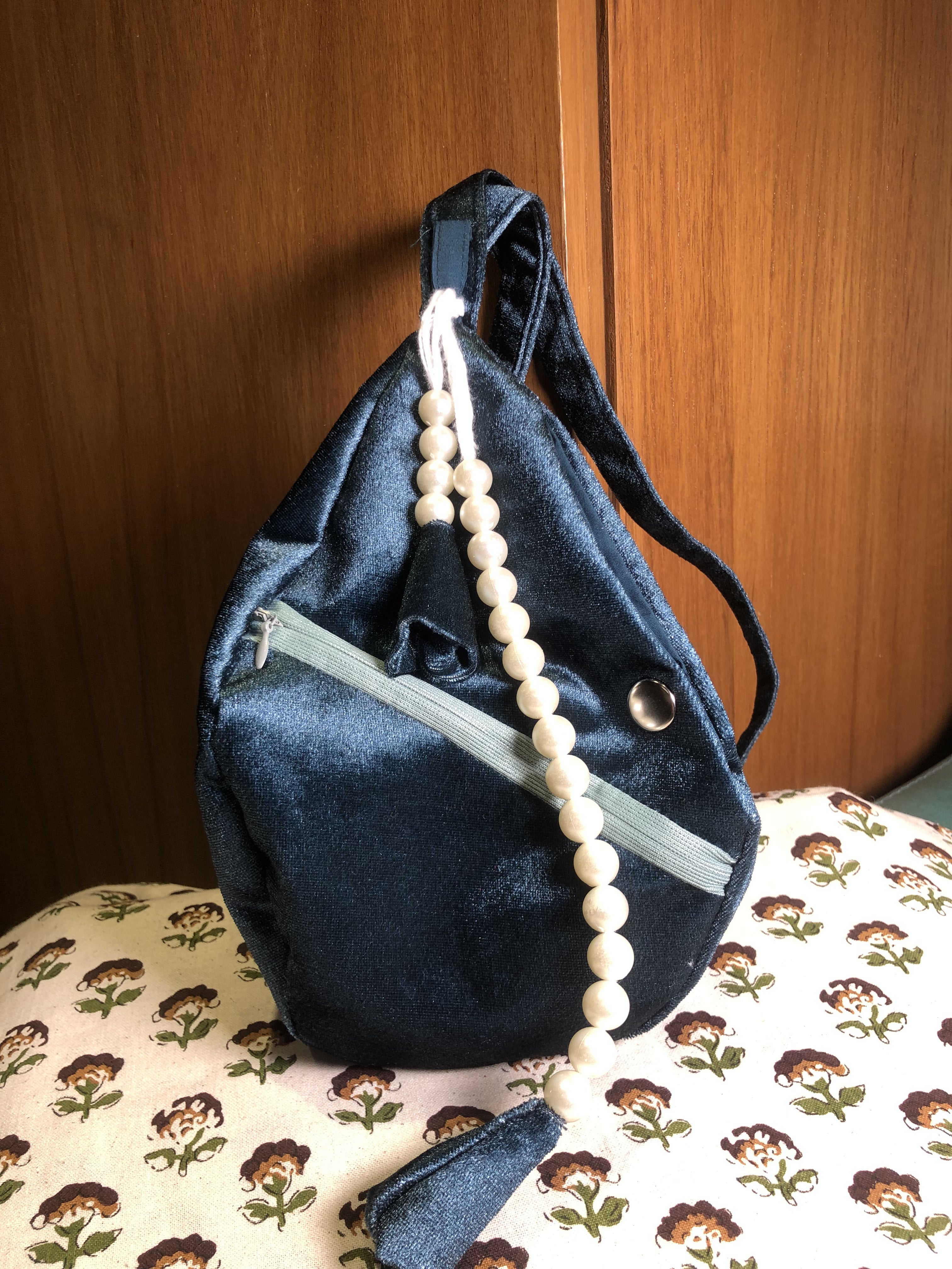 Midnight Blue Velvet Japa Bag