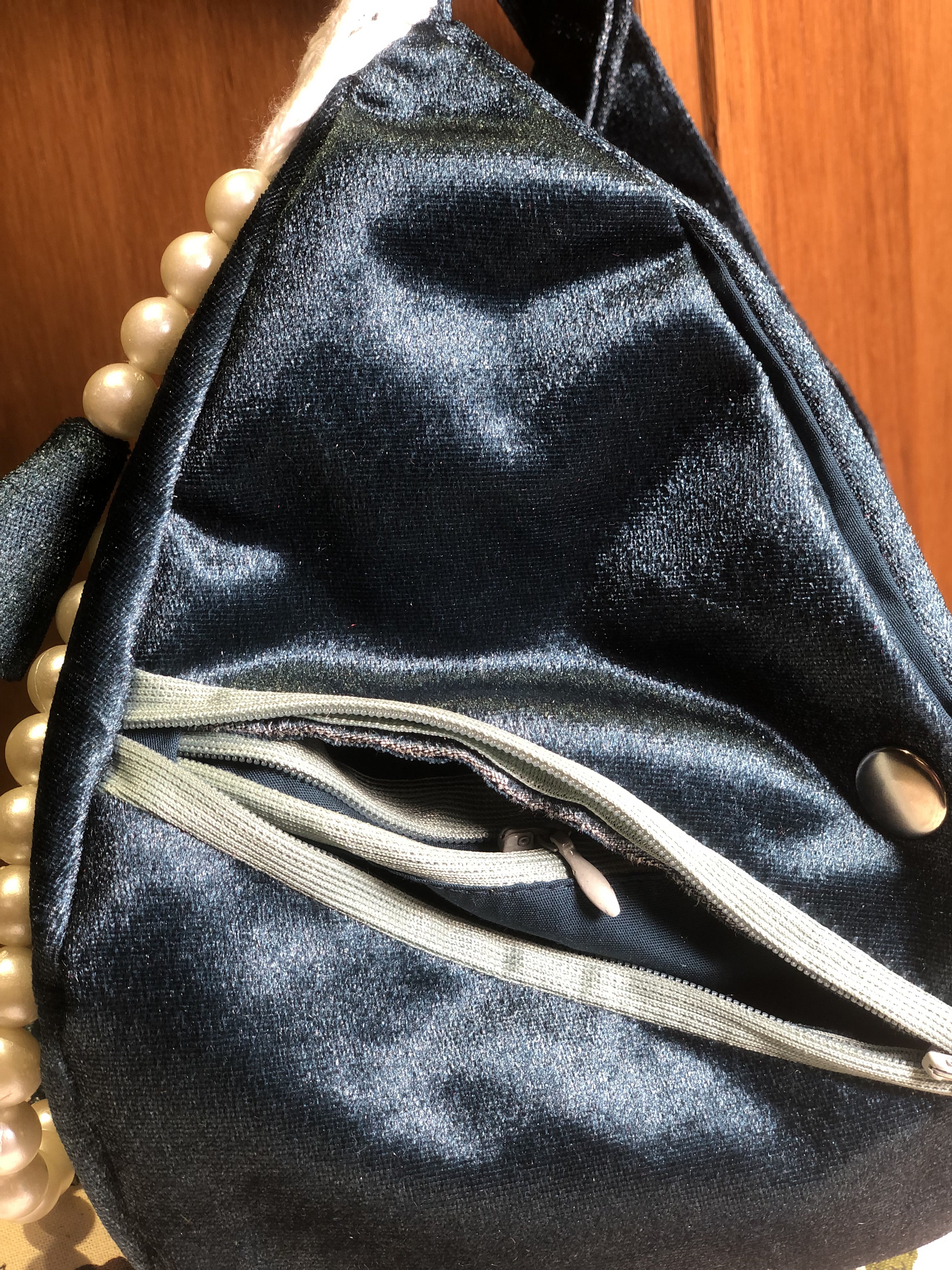 Midnight Blue Velvet Japa Bag