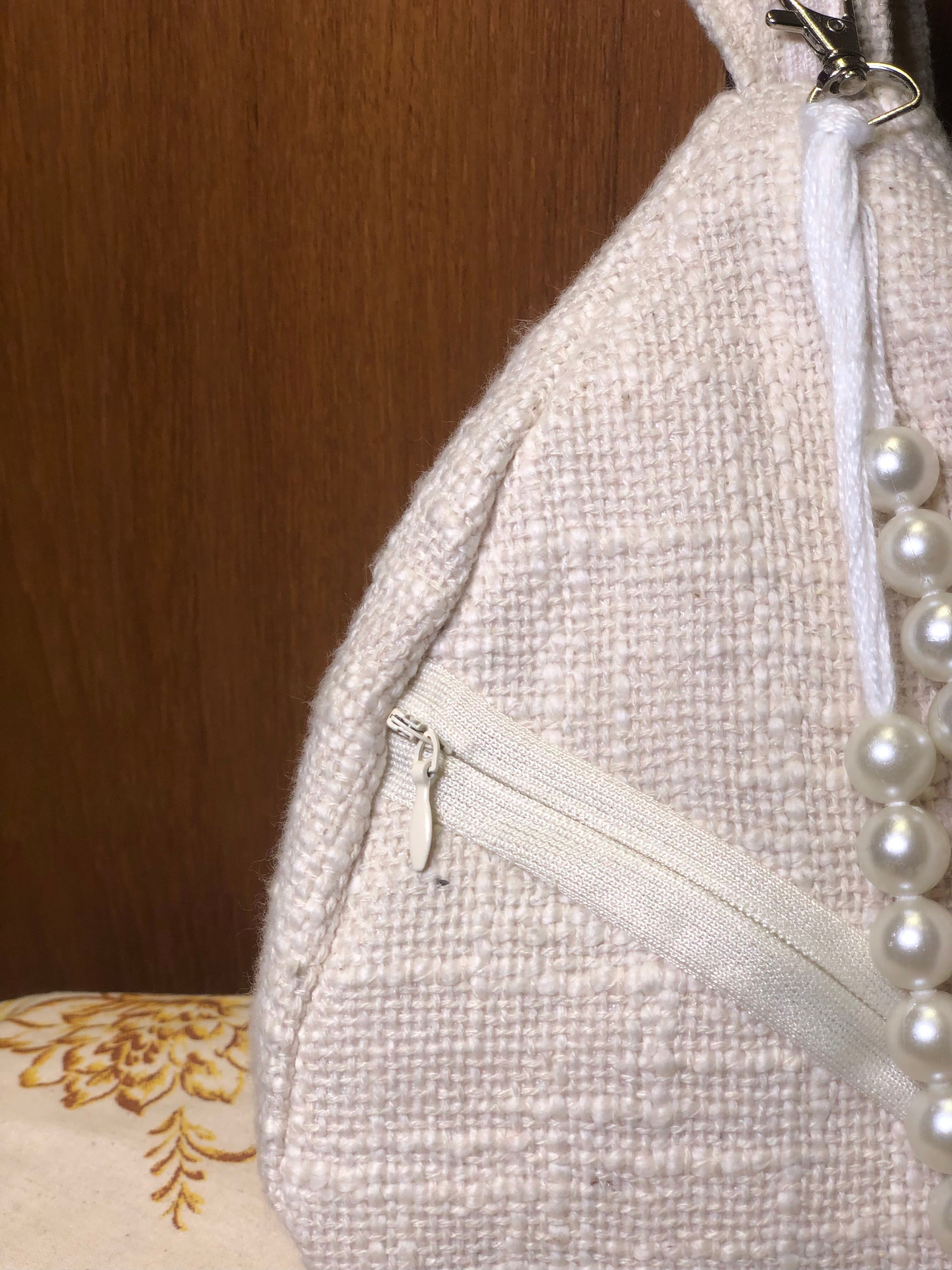 textured cotton Flower Pocket Japa bag
