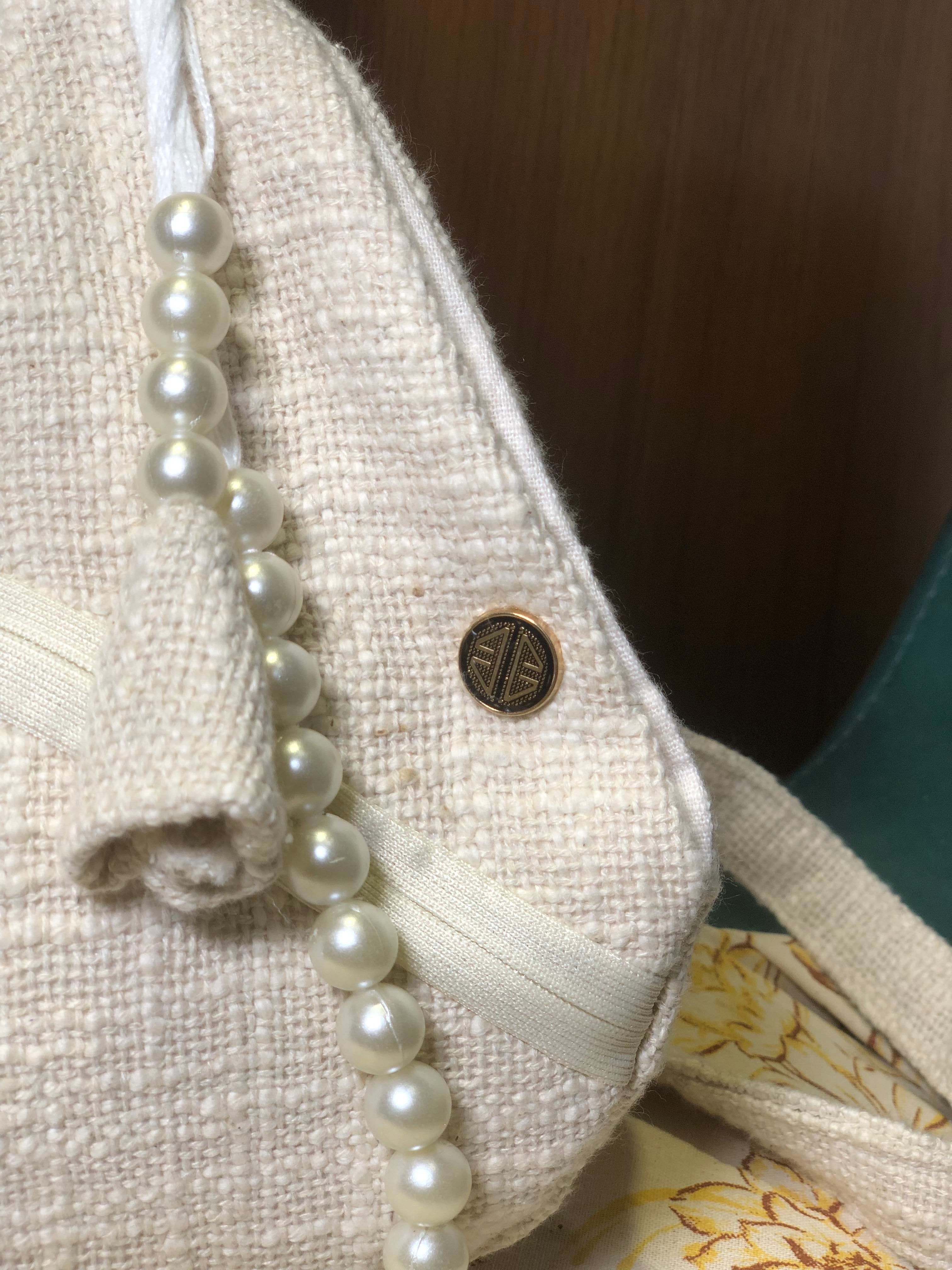 textured cotton Flower Pocket Japa bag